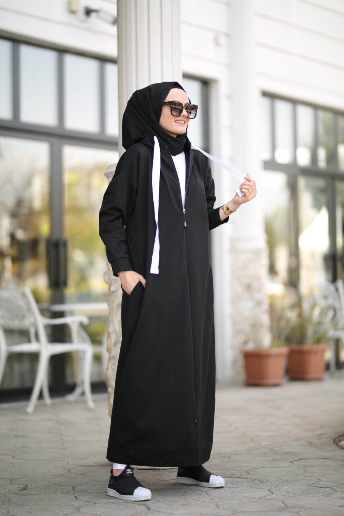 Mürdüm butik Mürdümbutik Kapşonlu Siyah Spor Kap