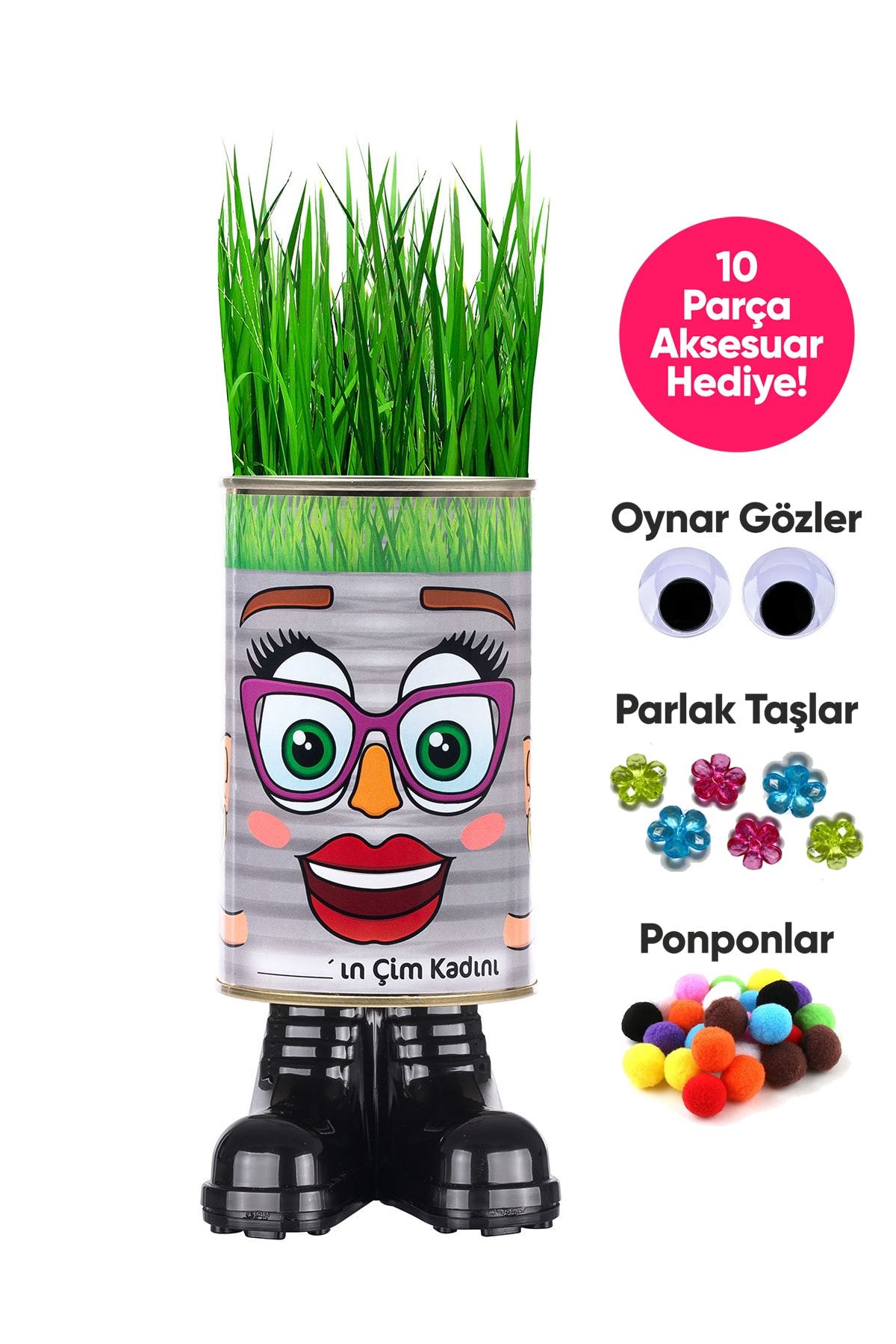 Konserve Bahçem Çim Kadın Faaliyeti Büyük Boy - Konserve Adam - Çim Adam