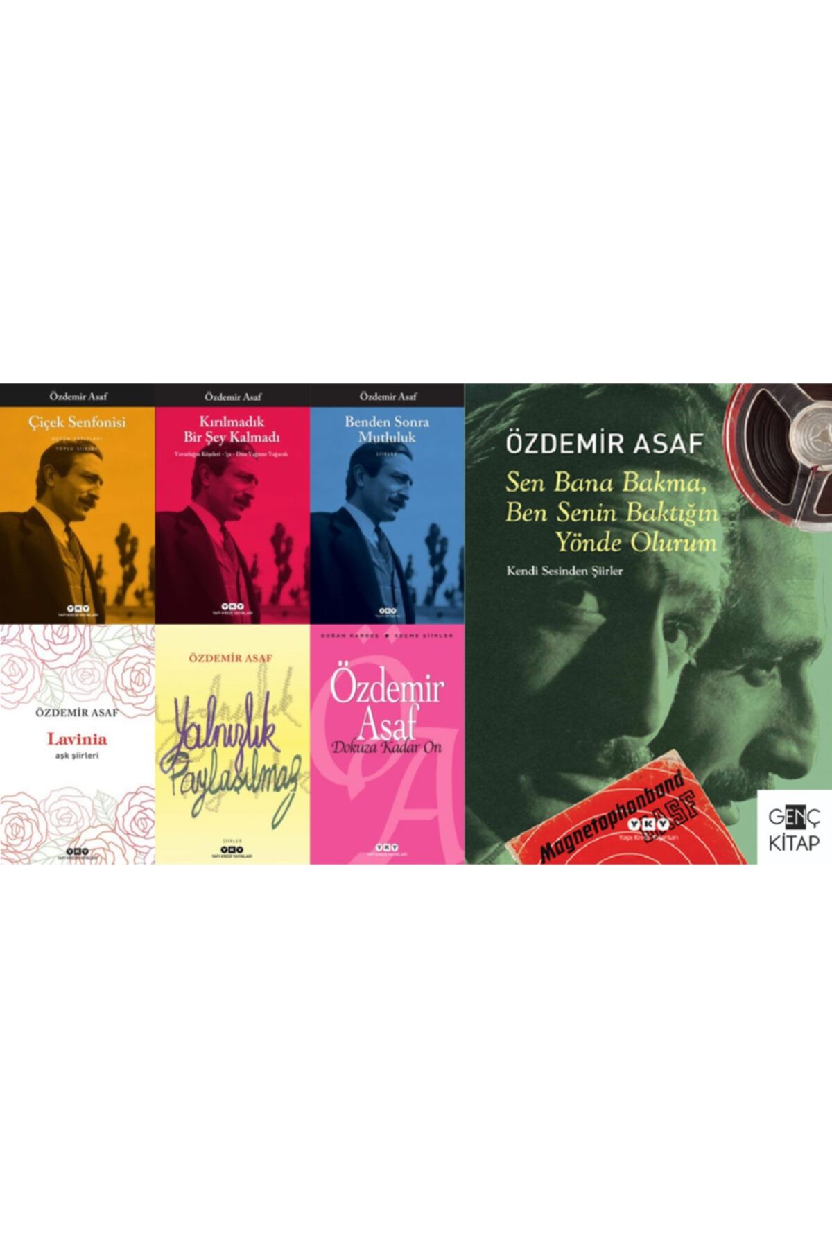 Yapı Kredi Yayınları Özdemir Asaf 7 Kitap Şiir Seti Özel Baskı Kendi Sesinden Şiirler Ekiyle Lavinia, Çiçek Senfonisi