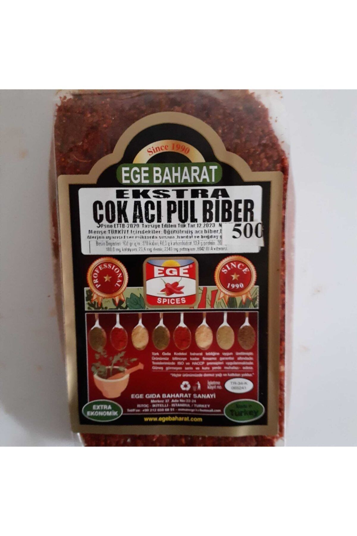 EGE BAHARAT Çok Acı Pul Biber 500 Gr Net