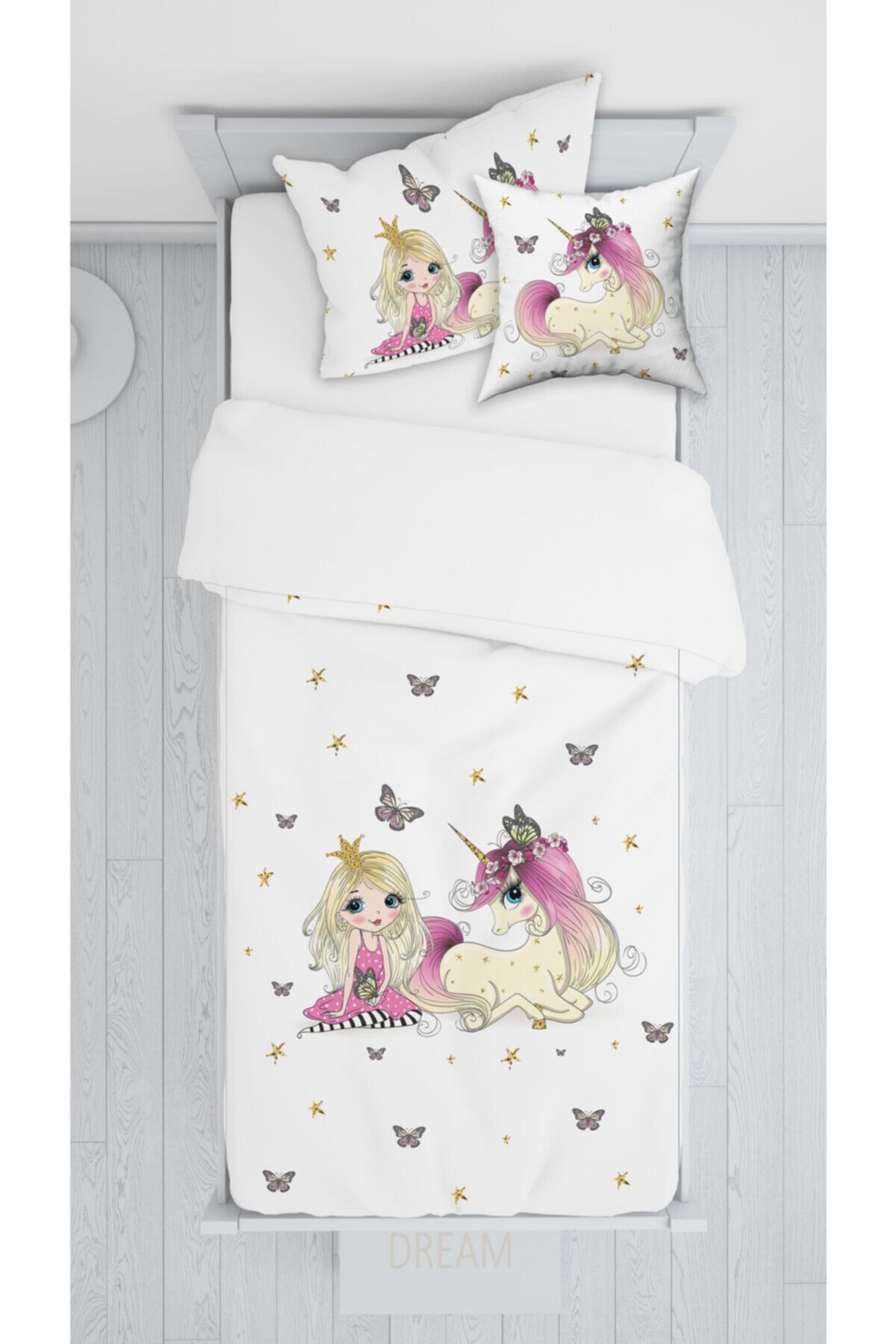 halımarkt E046 Prenses Unicorn Sadece Yatak Örtüsü 140x220