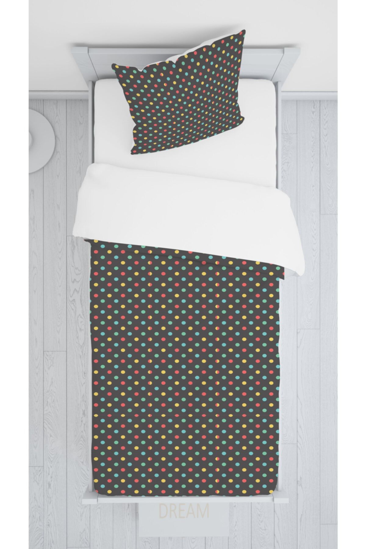 halımarkt Hm-b178 Siyah Zemine Renkli Puantiyeli Sadece Yatak Örtüsü 140x220