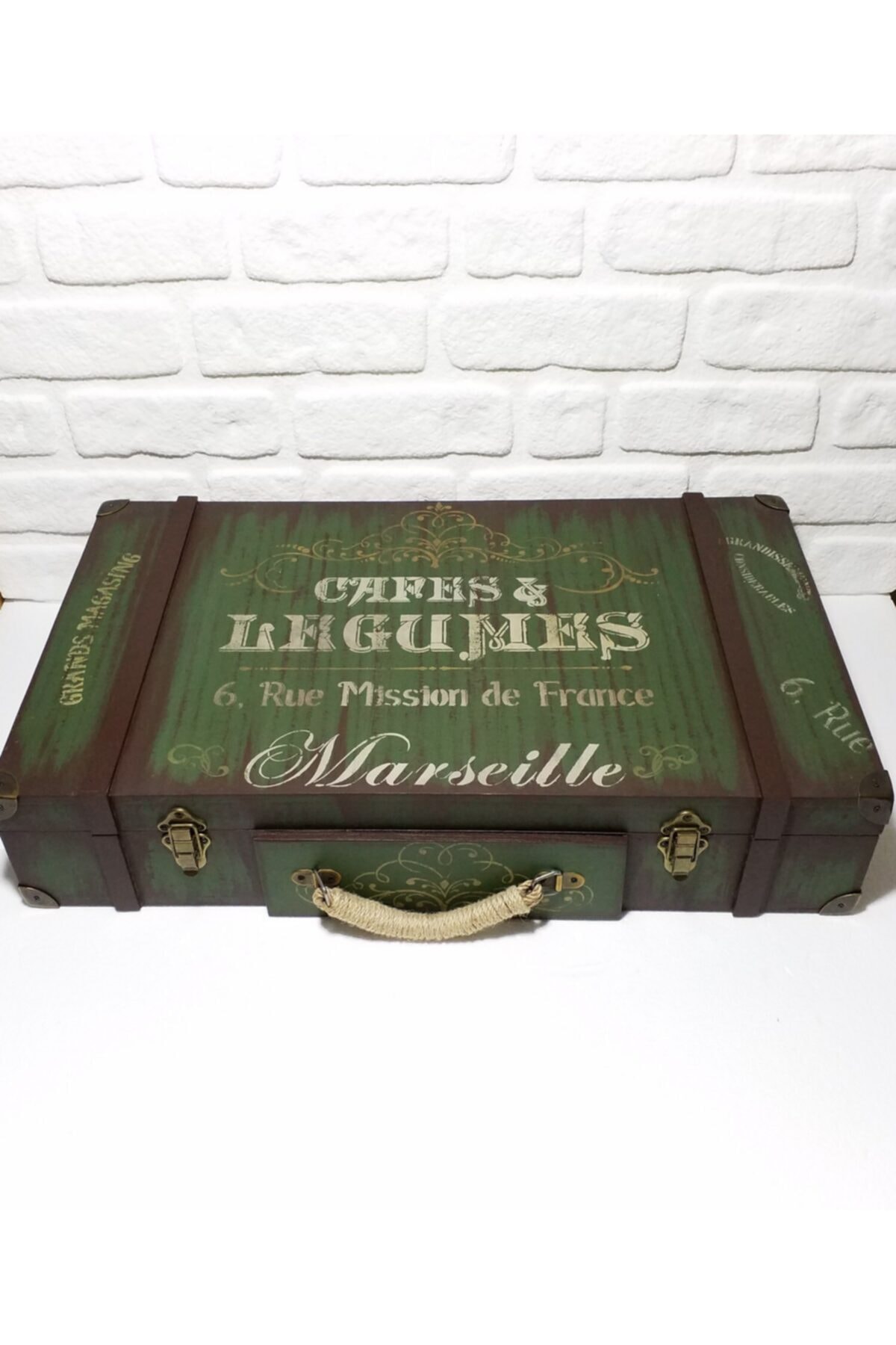 MOMART HOME DEKOR Ahşap Vintage Dekoratif Bavul 70*40*14 Cm