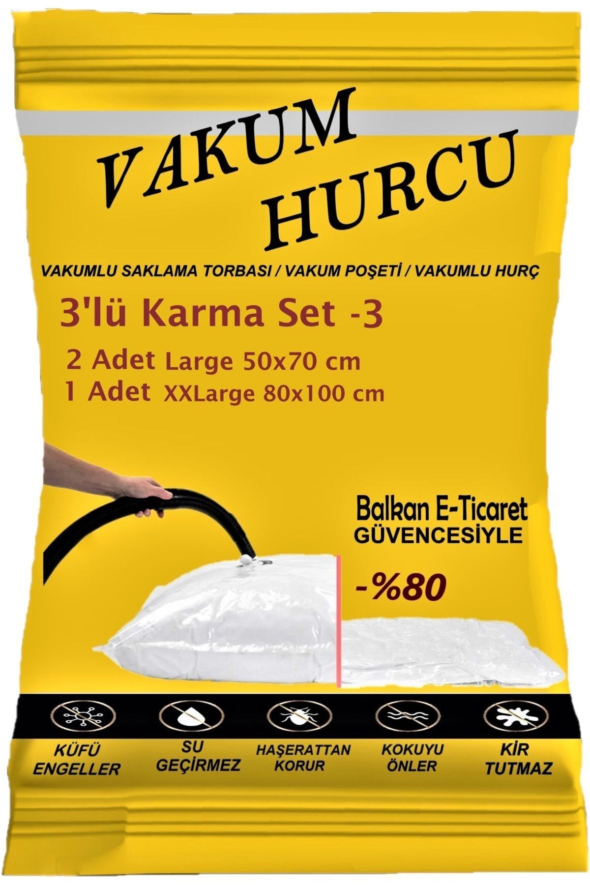 Vakum Hurcu 3'lü Karma Set-3 Vakumlu Hurç - Vakumlu Poşet -