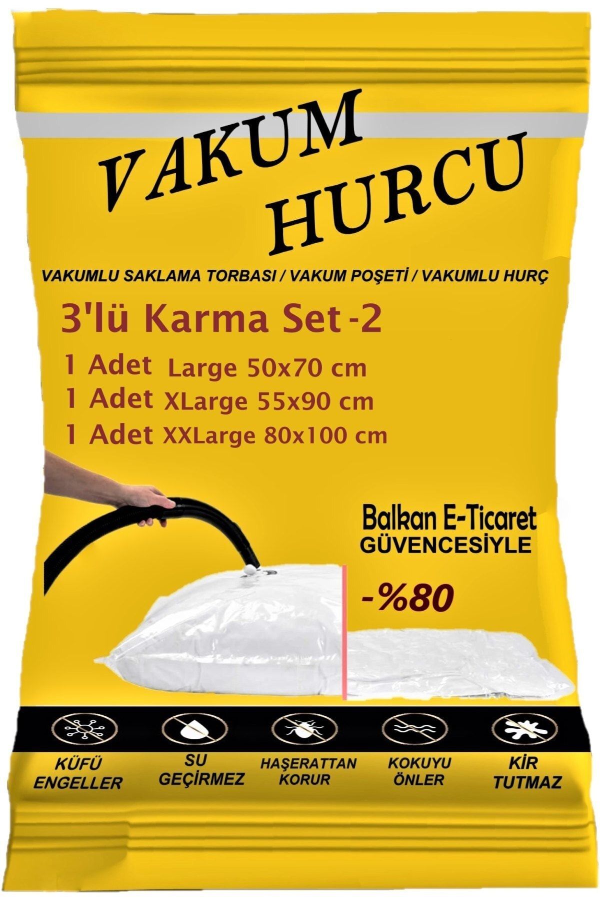 Vakum Hurcu 3'lü Karma Set-2 Vakumlu Hurç - Vakumlu Poşet -
