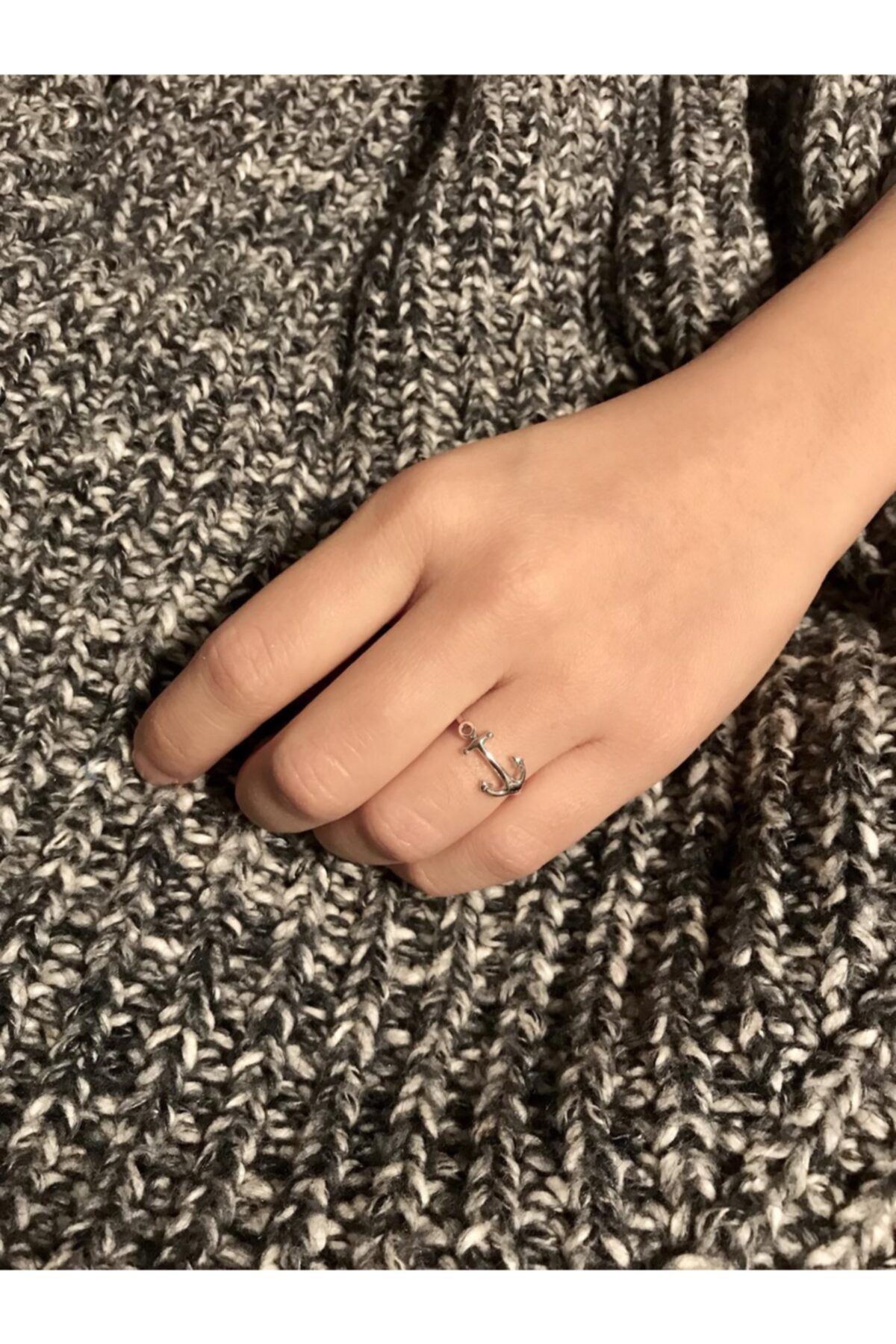 detaysilver Denizci Çapası Gümüş Yüzük Minimal