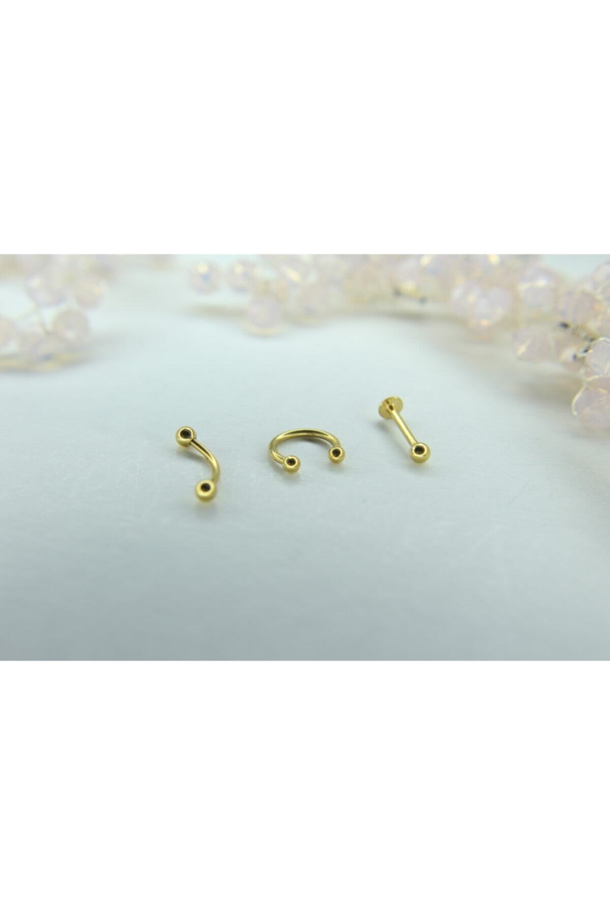 Btn Piercing 3'lü Kombin Piercing Helix-tragus-dudak-kaş-rook