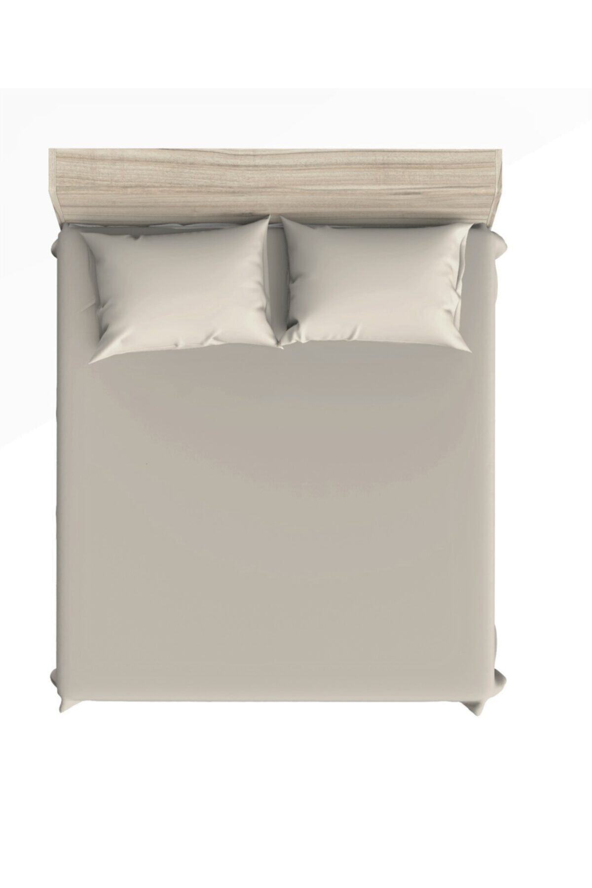 makiteks %100 Pamuklu Flanel (pazen) Bej 160 x 200 Çift Kişilik Lastikli Çarşaf Takımı