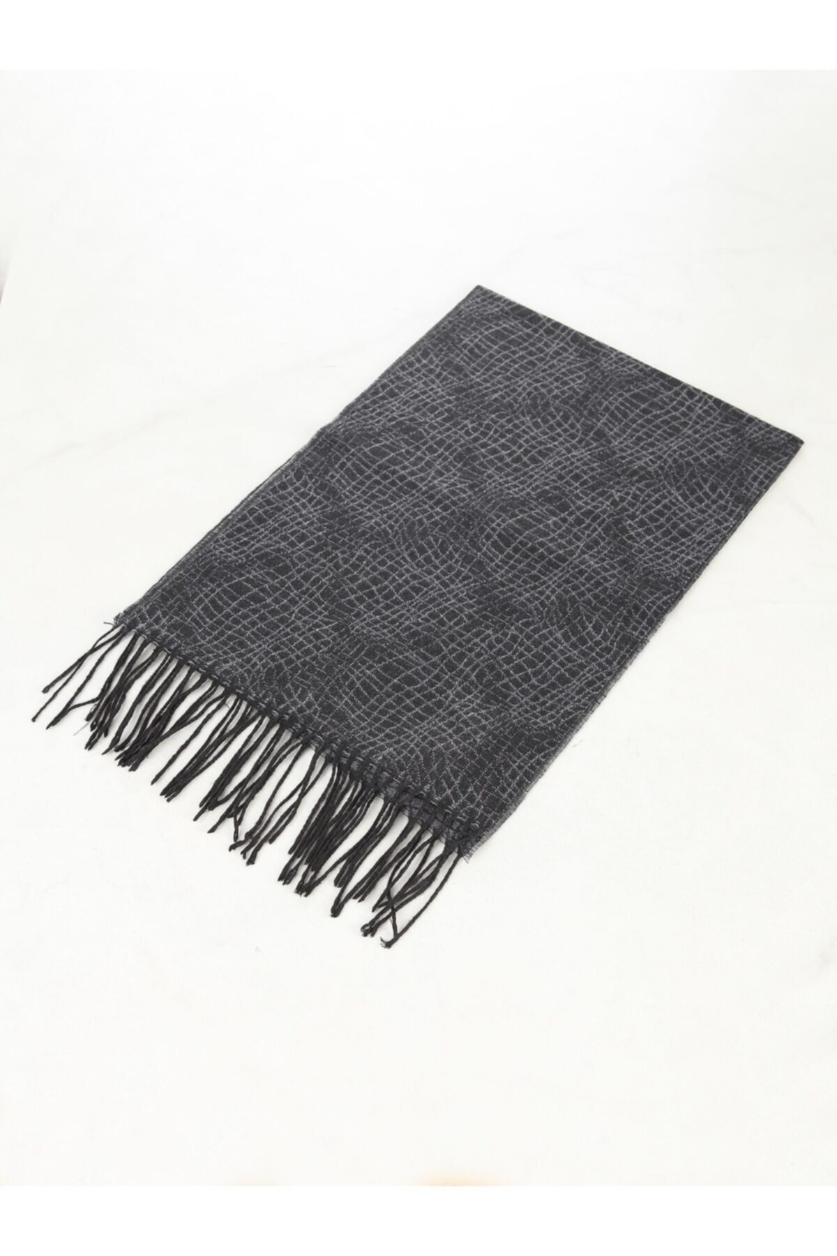 Kip Erkek Gri Desenli Dokuma Kaşkol