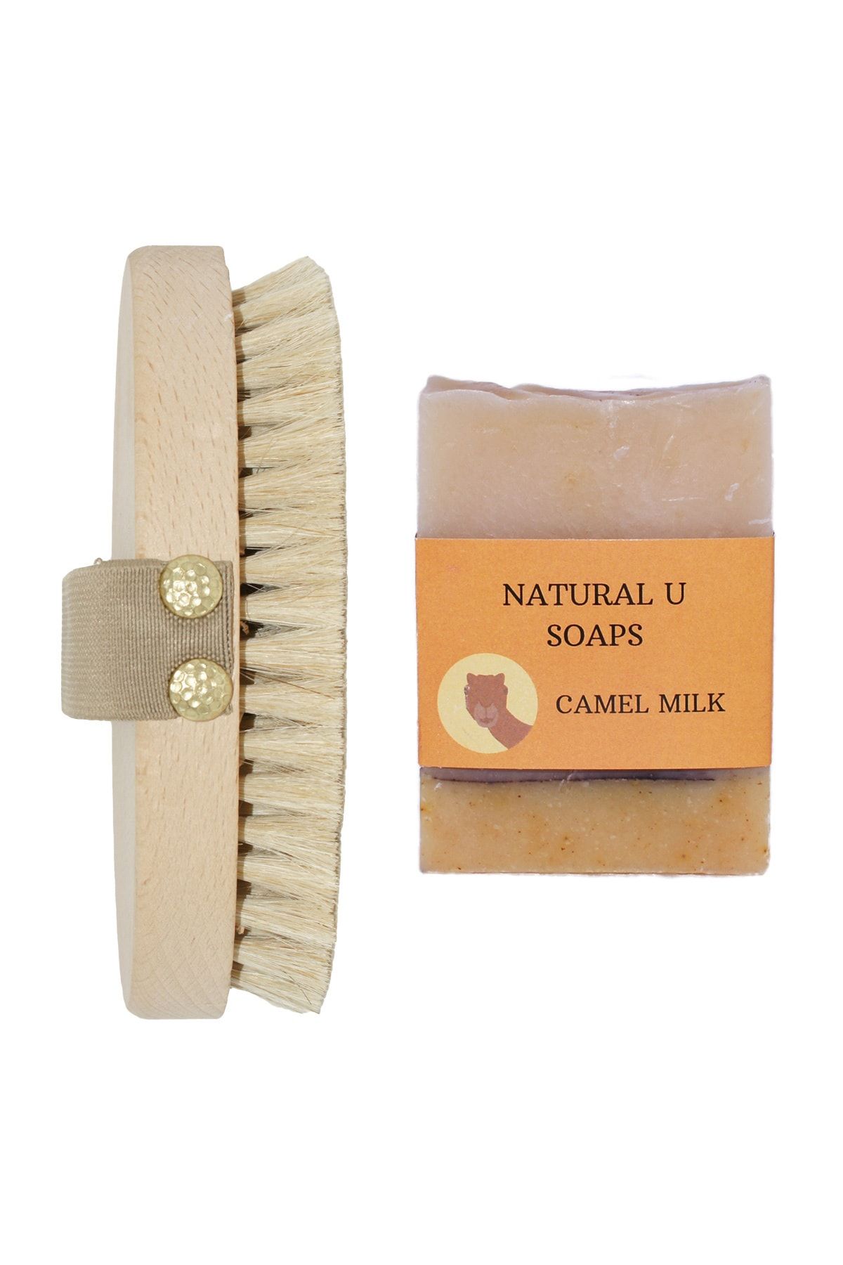 Natural U Doğal At Kılı Selülit Fırçası Ve Doğal Deve Sütü Sabunu Seti