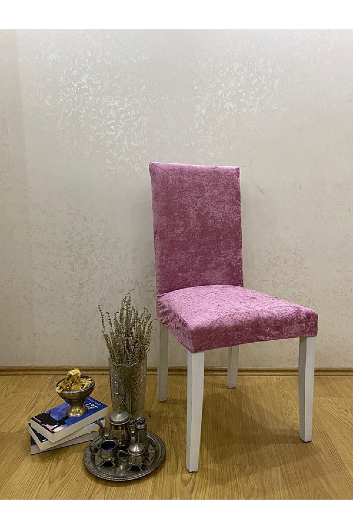 ERGÜL HOME Kadife Esnek Sandalye Örtüsü 6'lı