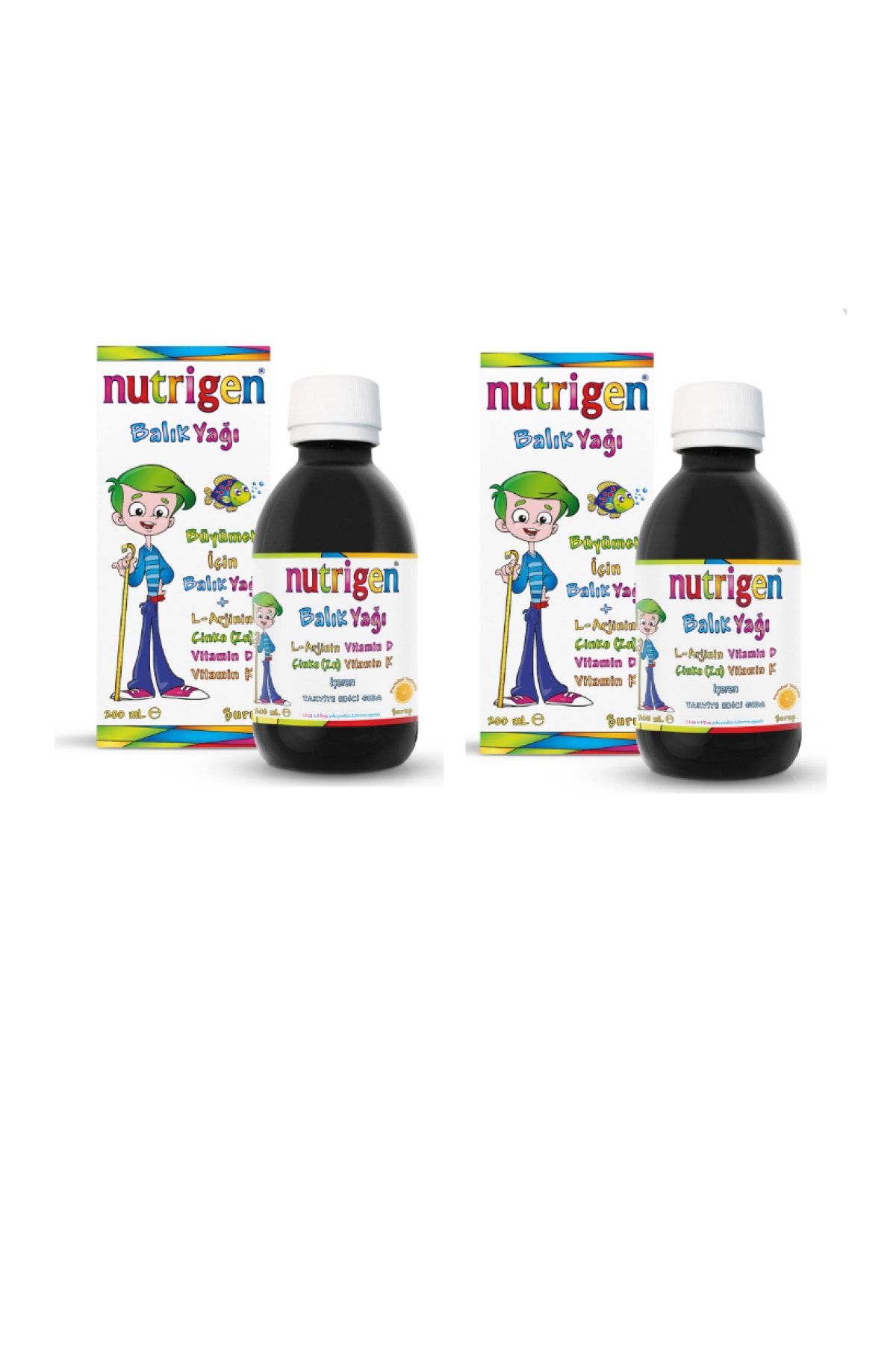 Nutrigen Vitamin D ,çinko ,vitamin K Içeren Takviye Edici Gıda Balık Yağı Şurubu 200 ml X2 Adet