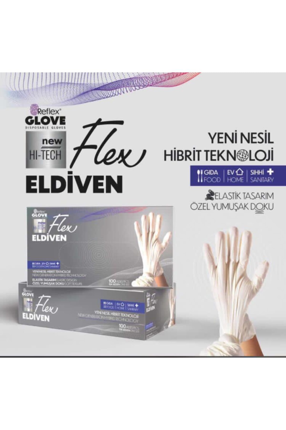vomoto Hibrit Teknoloji Flex Eldiven Beyaz Standart Beden (100 Adet)