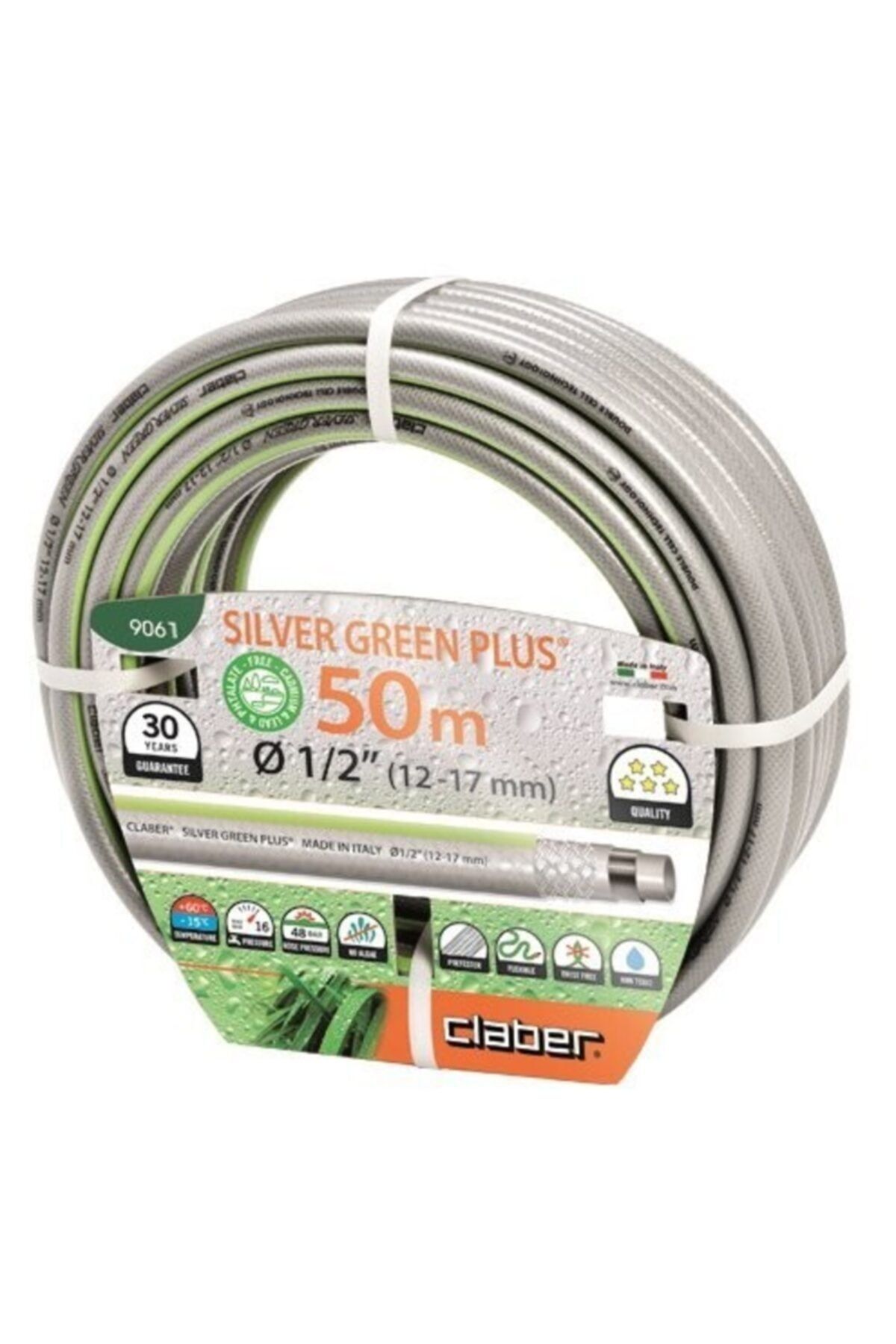proplatin Claber 9061 Hortum Sılver Green Plus 1/2\