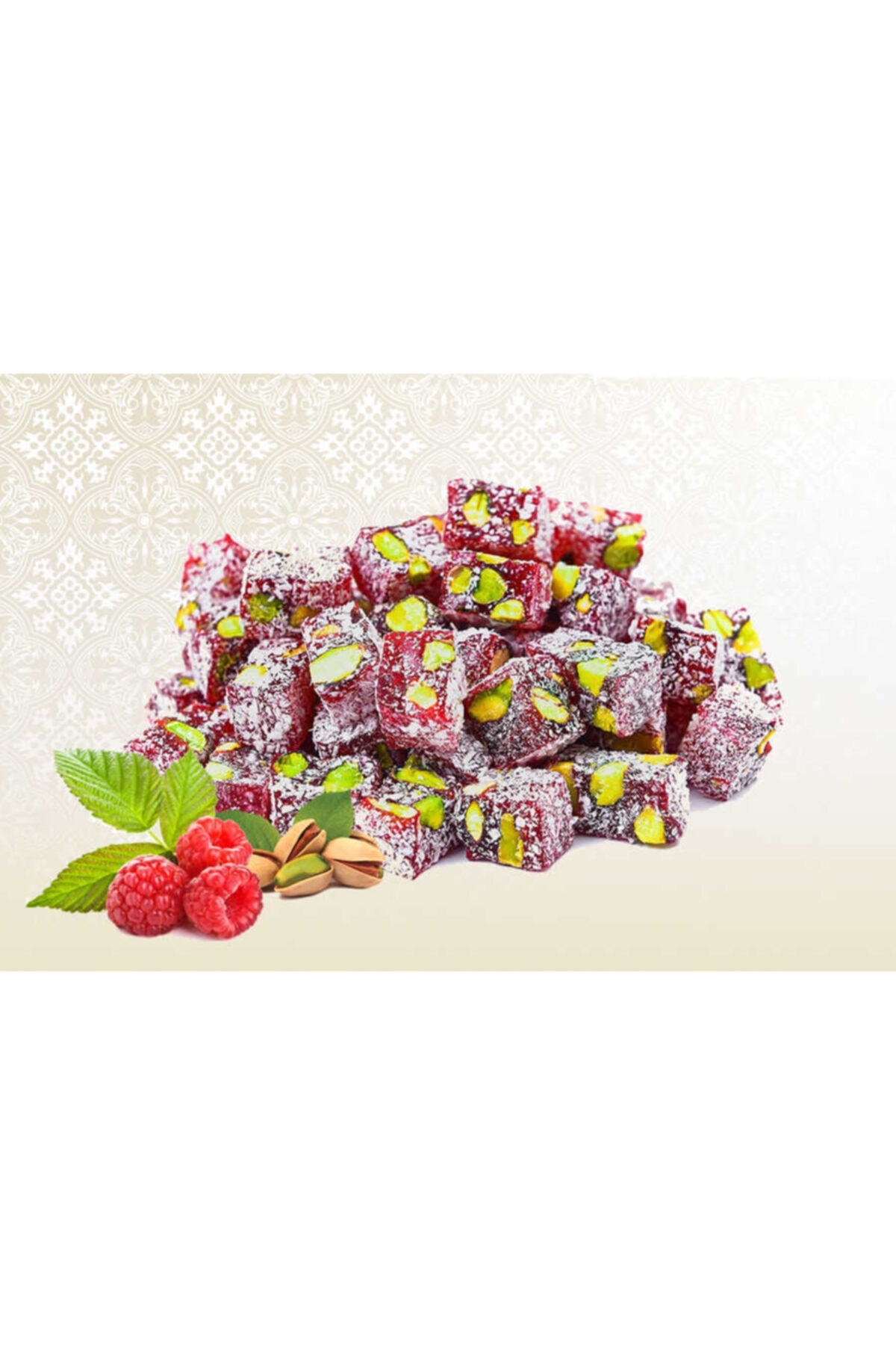 OSMANLI ŞEHZADE Frambuazlı Antep Fıstıklı Lokum 500 Gr Çifte Kavrulmuş