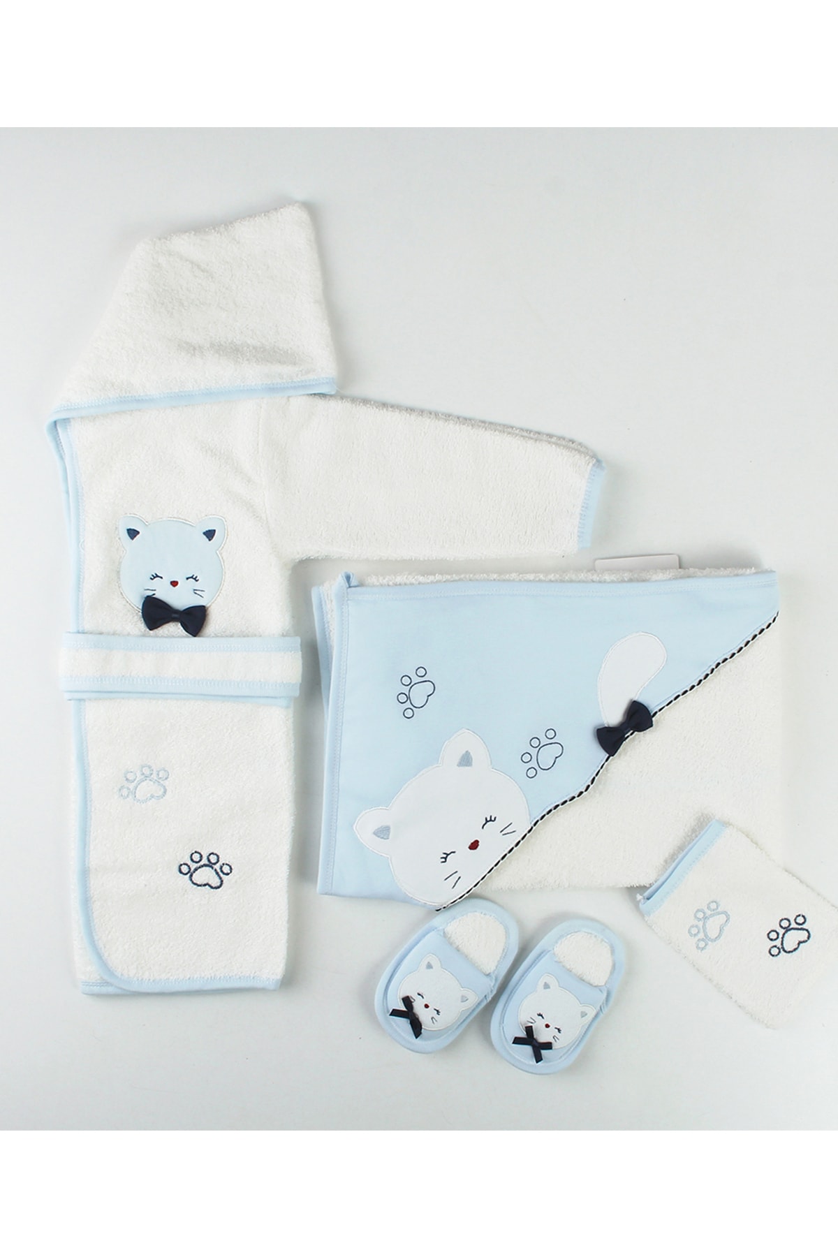 Gaye Bebe Erkek Bebek Mavi Bornoz Set