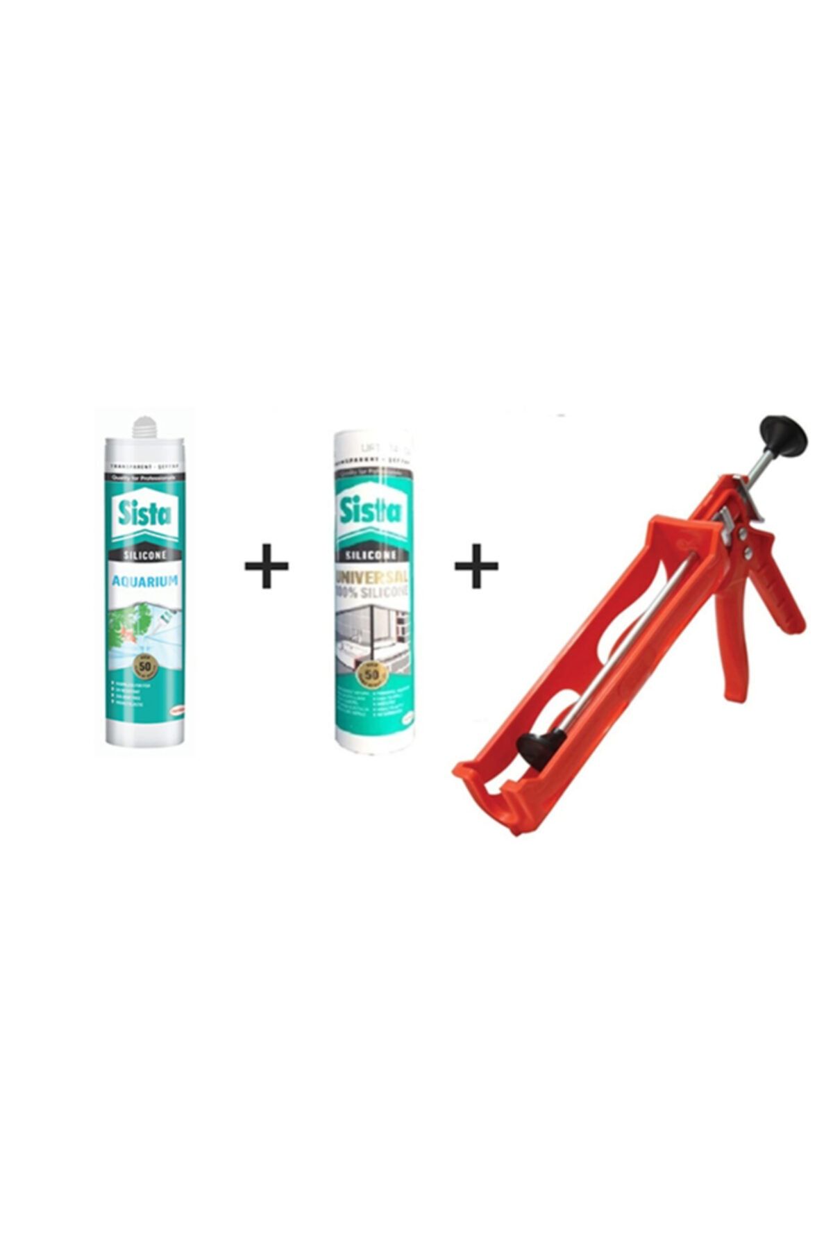Sista Şeffaf Silikon 280 ml + Akvaryum Şeffaf Silikon 310 ml +silikon Tabancası