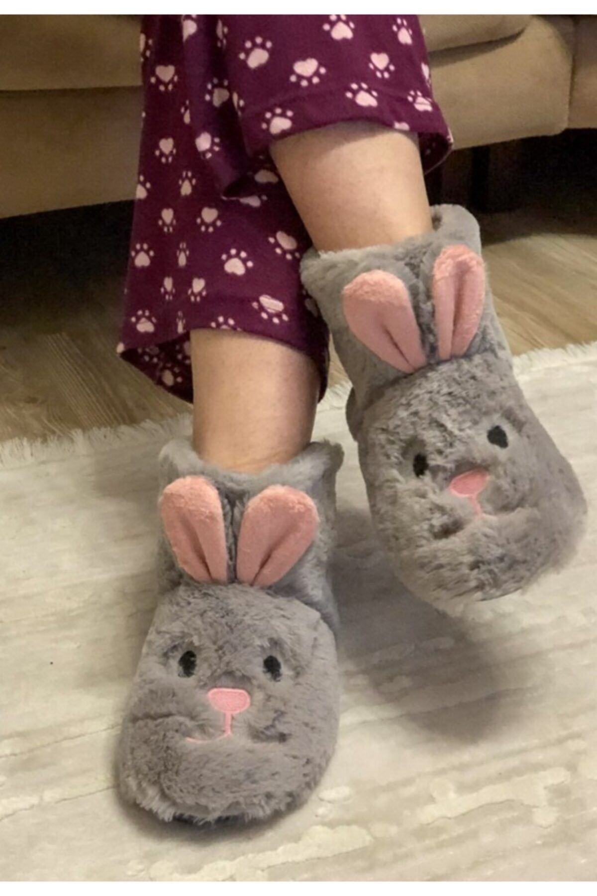 MİADORA Gri Tavşan Model Panduf