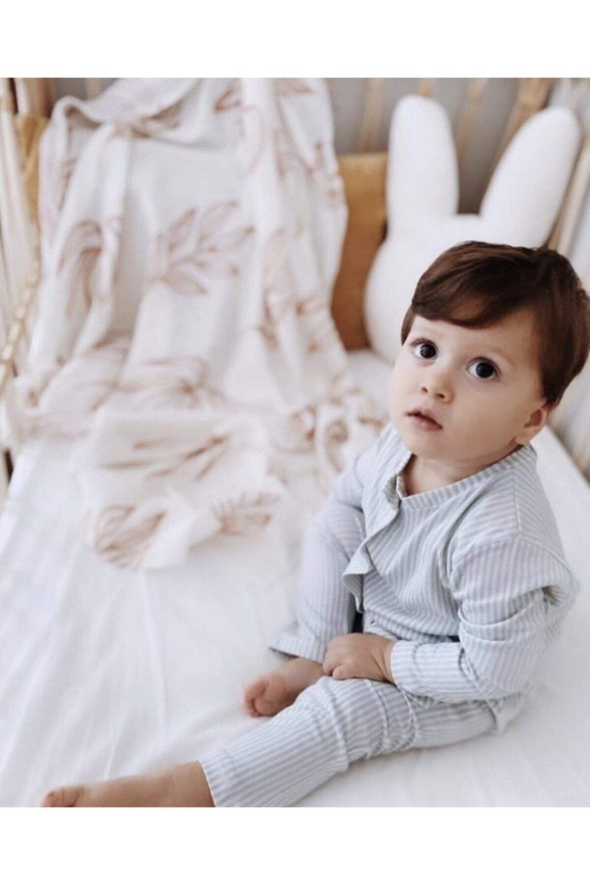 LAL Babyrompers Çizgili Organik Kumaş Bebek Tulumu