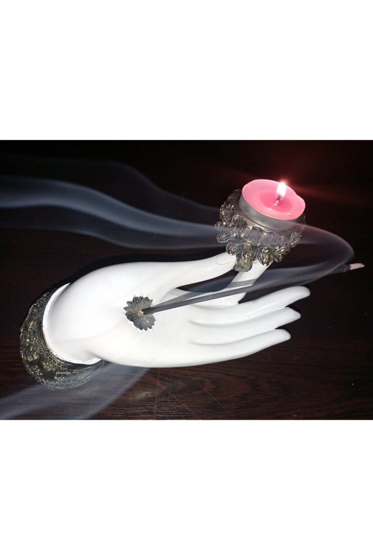 PİRAMİGO Precıous Pirinç Işlemeli El Tütsülük Ve Mumluk Nag Chapma Tütsü Hediyelidir