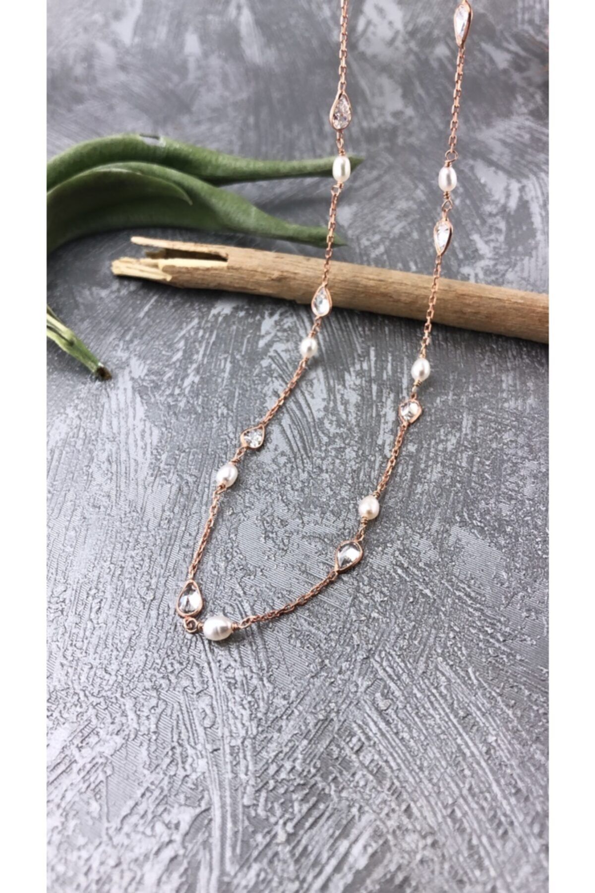 Joel Jewelry Inci Ve Zirkon Taşlı Pembe Altın Kaplamalı Chocker Gümüş Tarz Kolye