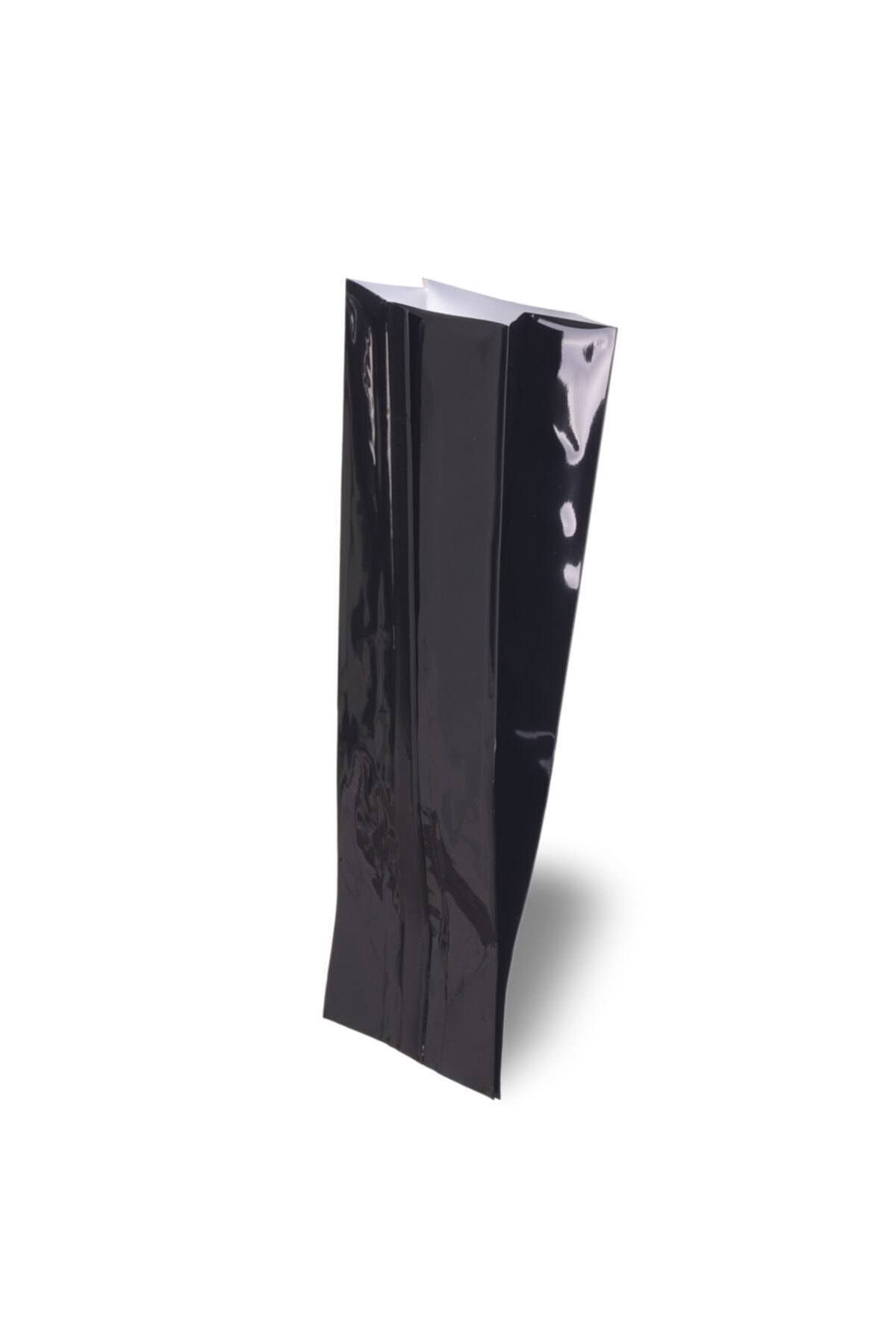 onlinepoşet Valfli Siyah Yandan Körüklü Alüminyum Torba 50 Adet - 10x34 Cm