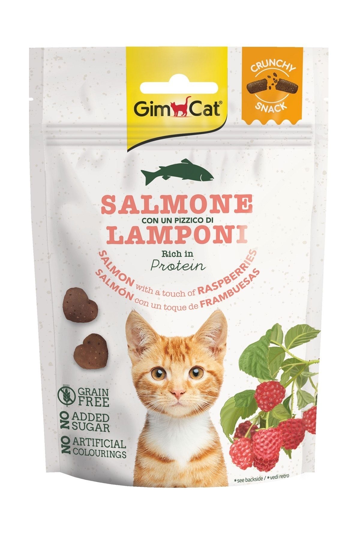 Gimcat Crunchy Snacks Salmon & Raspberry Tahılsız Kedi Ödülü 50 Gr
