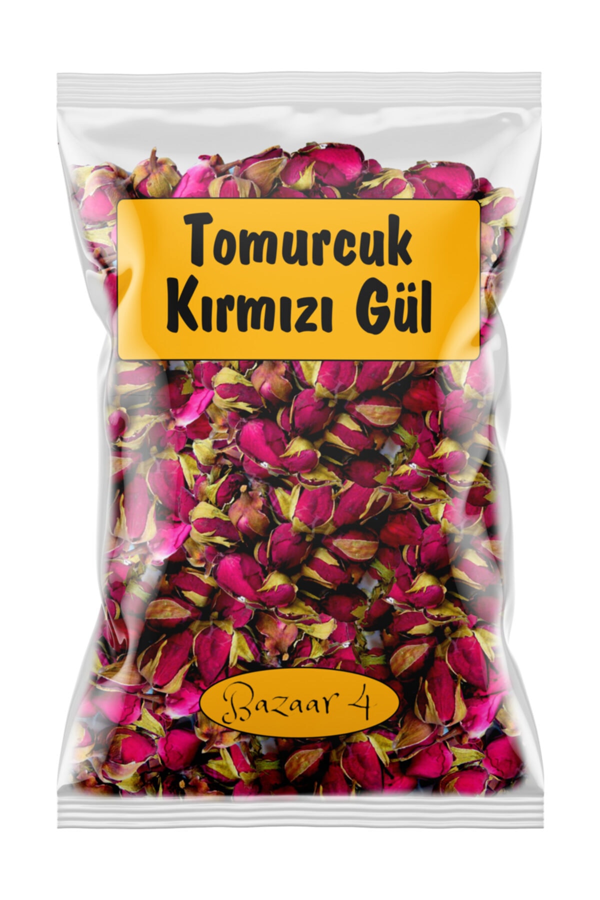 BAZAAR 4 Kırmızı Gül Tomurcuk 1.kalite Doğal 75 Gr