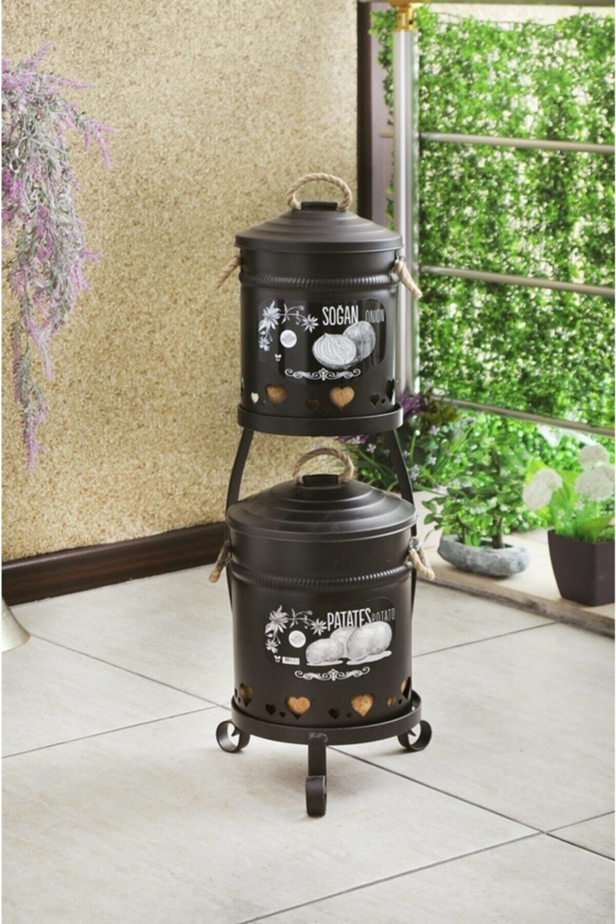 NO NAME Siyah Iki Katlı Patates Soğanlık