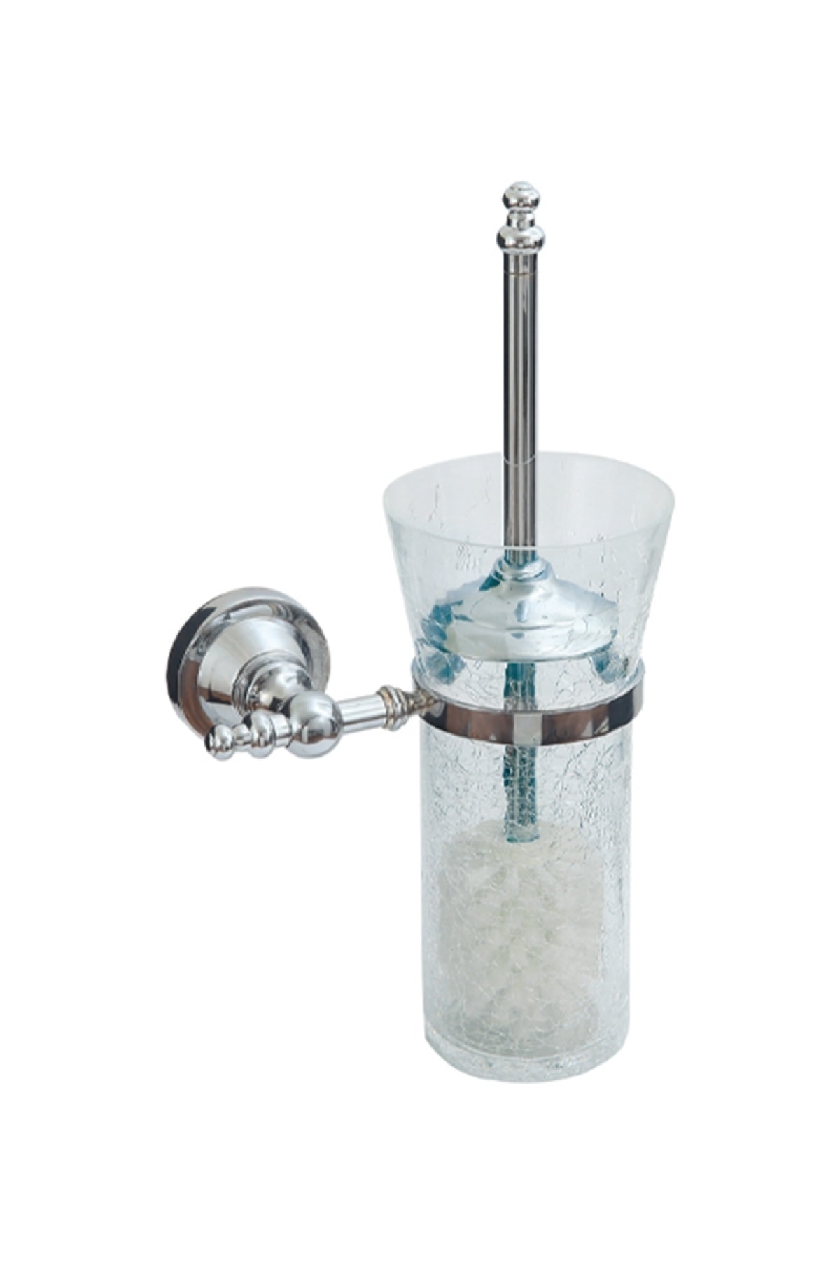 COMFORTBANYO Ottoman Chrome Montajlı Pirinç-çatlak Cam Klozet Fırçalık 6205