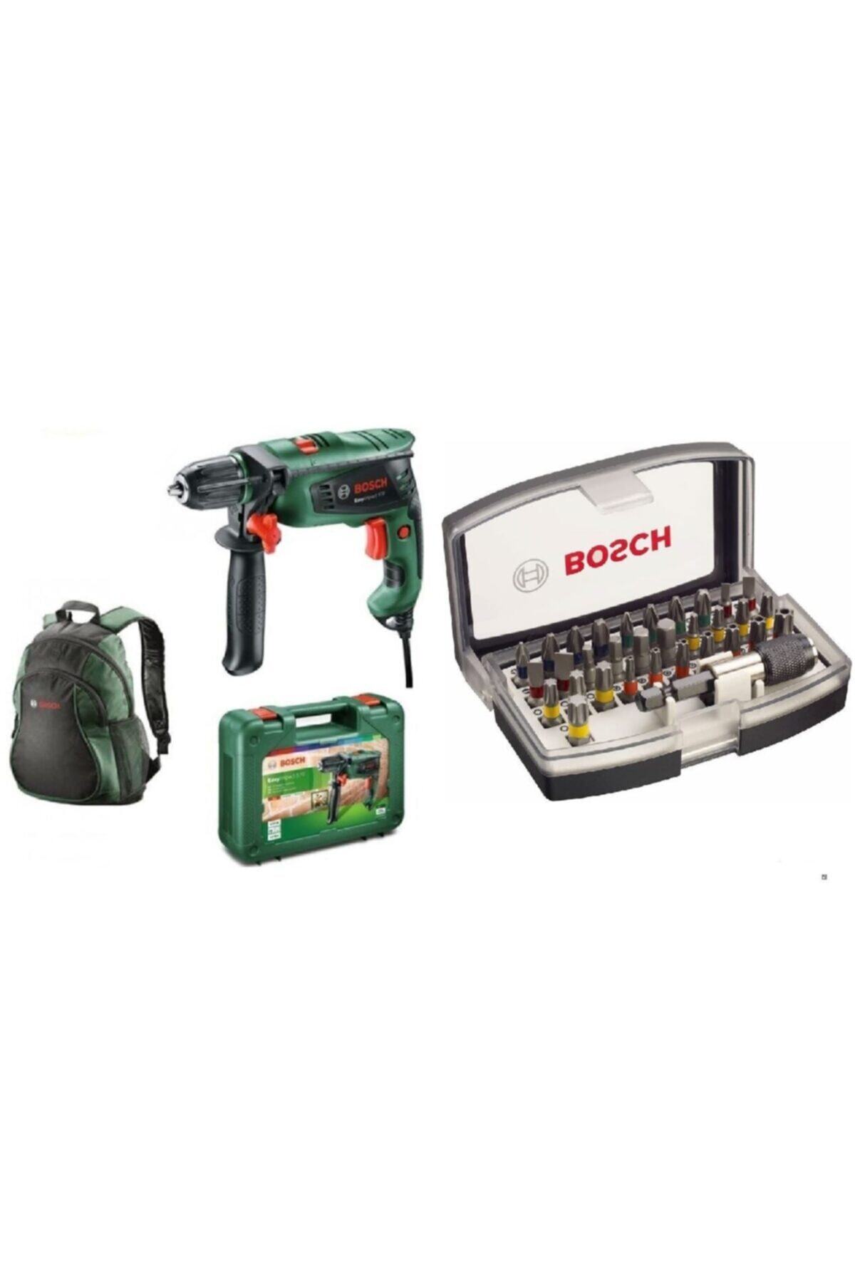Bosch Easyimpact 570 W Darbeli Matkap + 32 Parça Vidalama Ucu Seti + Sırt Çantası