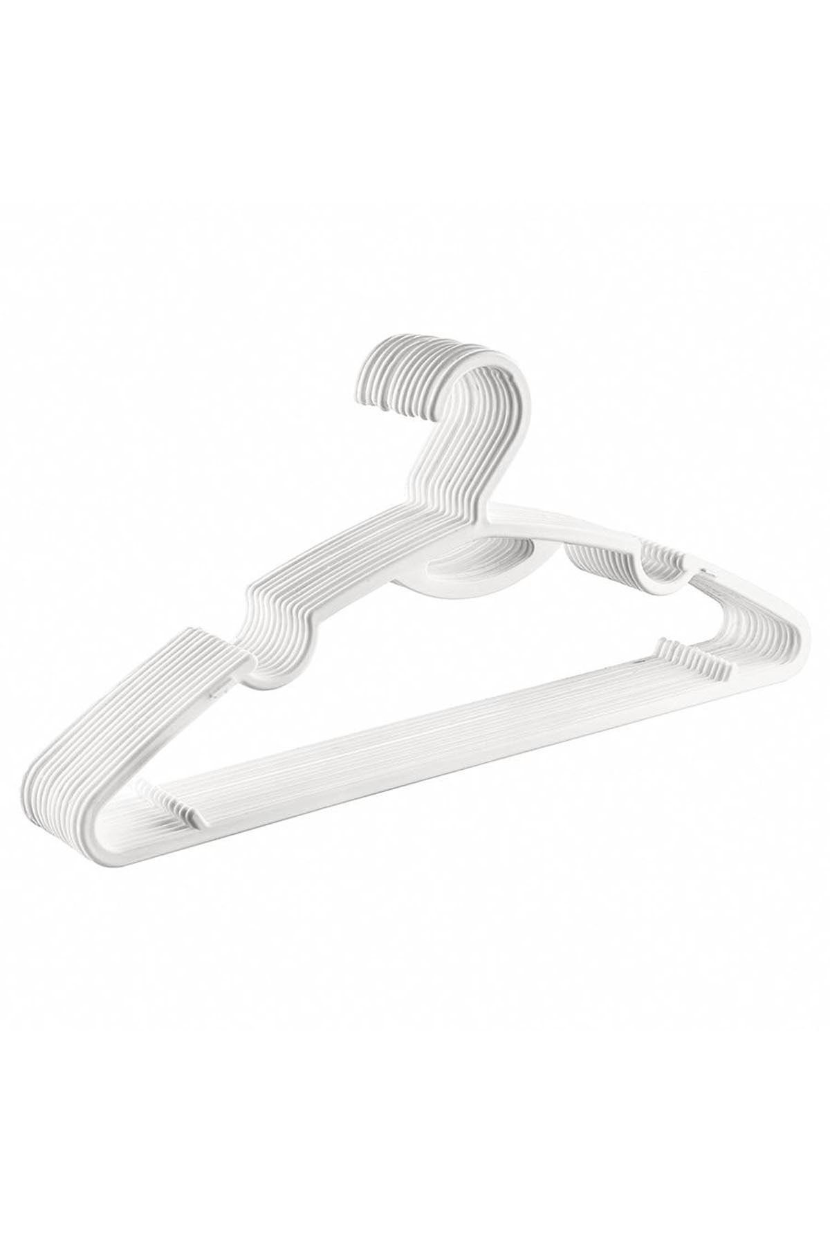 Binbirreyon Eco Geniş Elbise Askısı Plastik 12 Adetli Set 41cm Beyaz De017