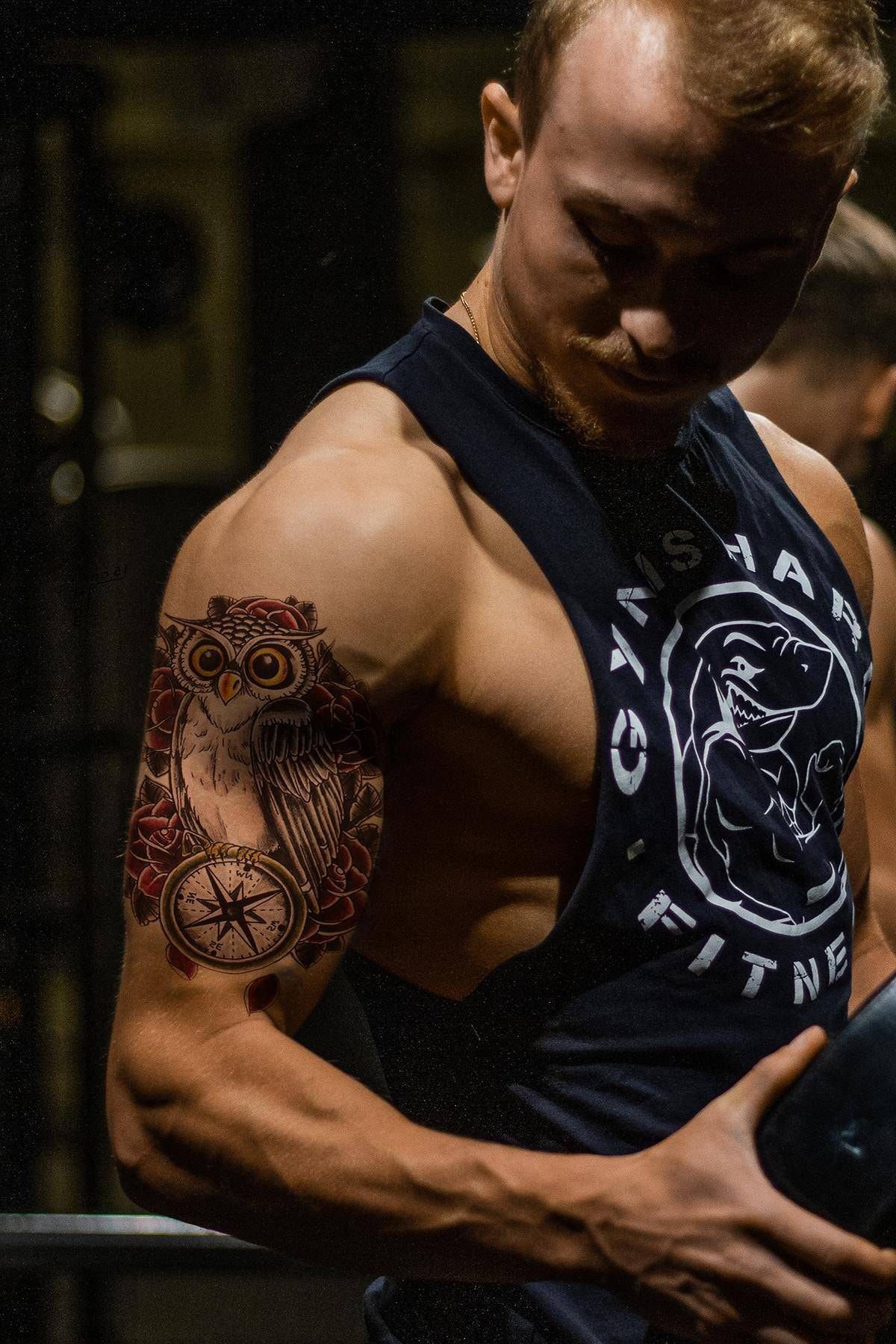 TAKIŞTIR Geçici Baykuş Ve Pusula Dövme Tattoo