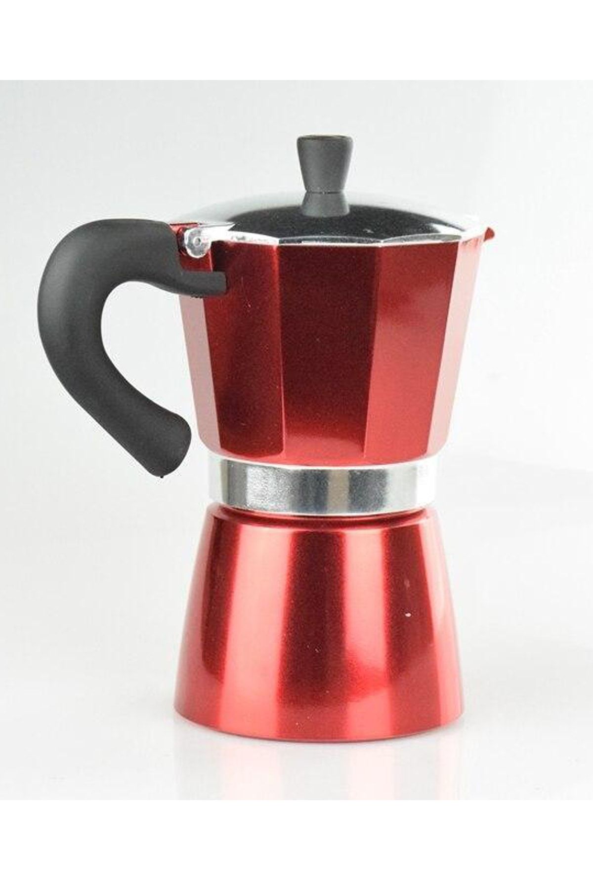 Aksesuarrhane Kırmızı Espresso Makinesi Moca Pot 6 Kişilik