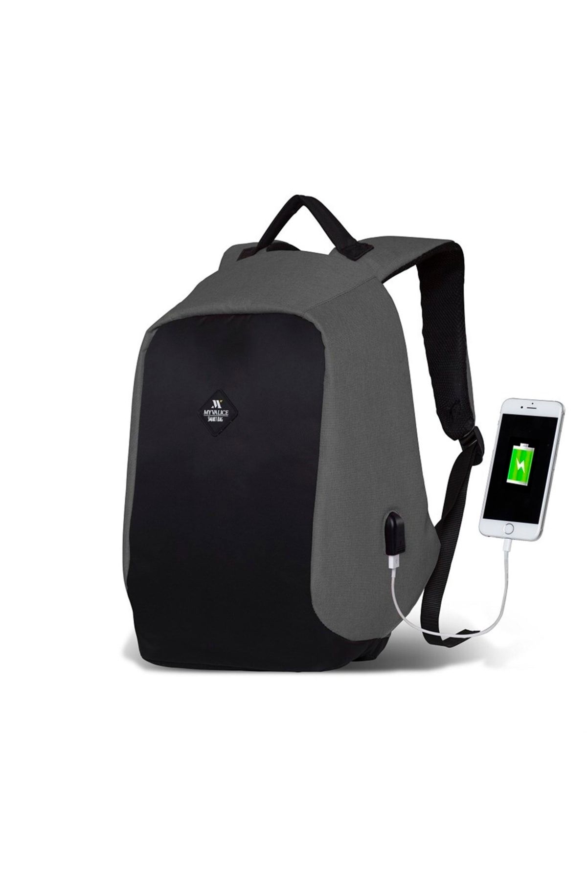Smart Bag Secret Usb Şarj Girişli Akıllı Laptop Sırt Çantası Gri