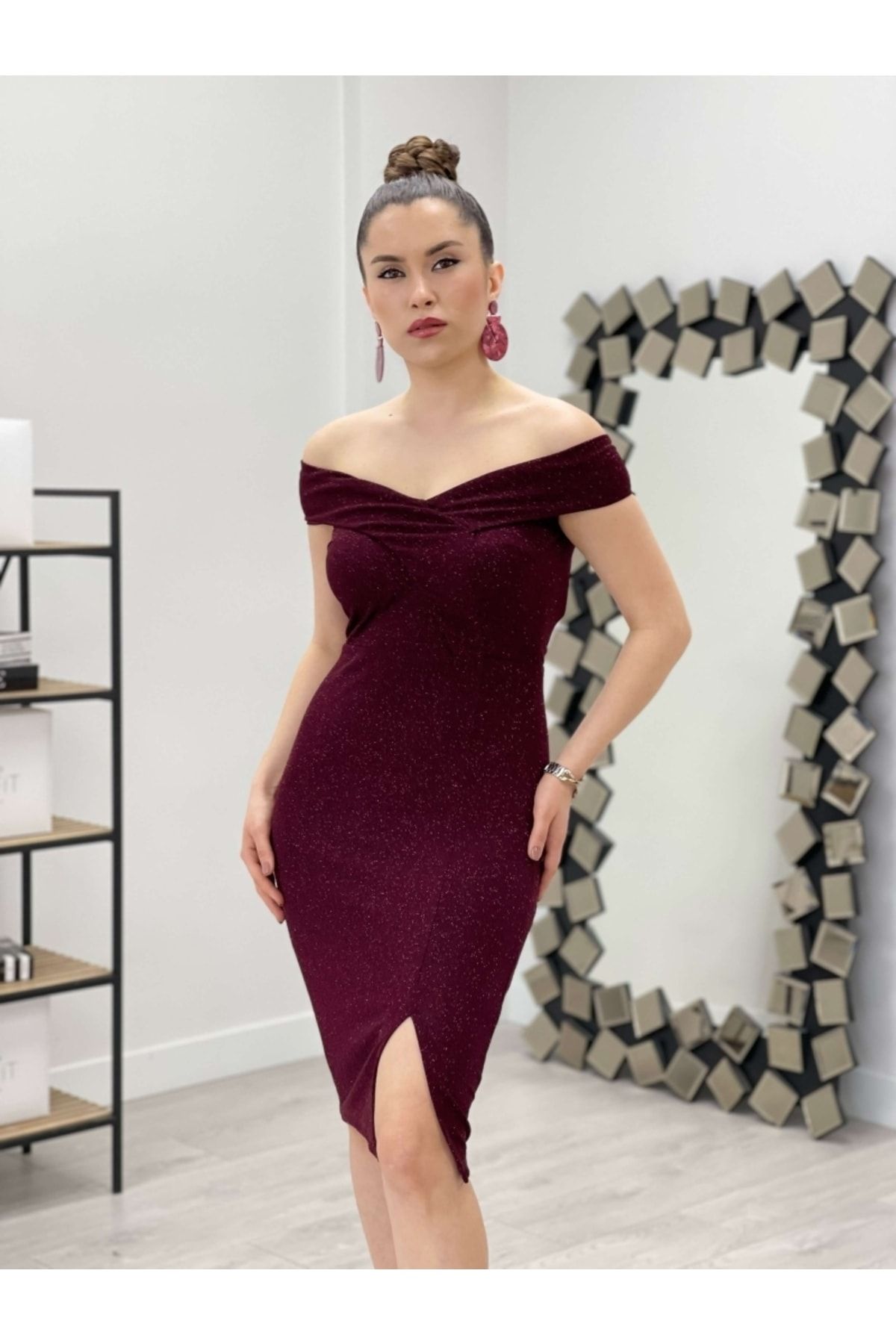 giyimmasal Evening Prom Dress Burgundy Trendyol
