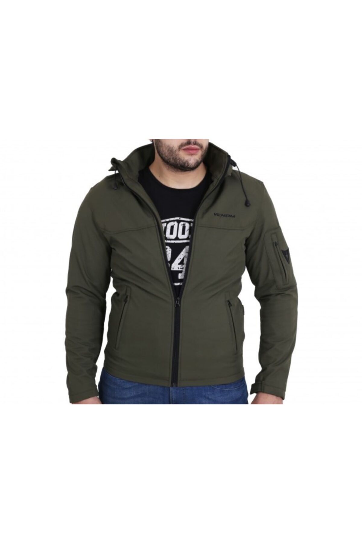 VENOM Jaws Softshell Korumalı Motosiklet Ceketi -haki Yeşili
