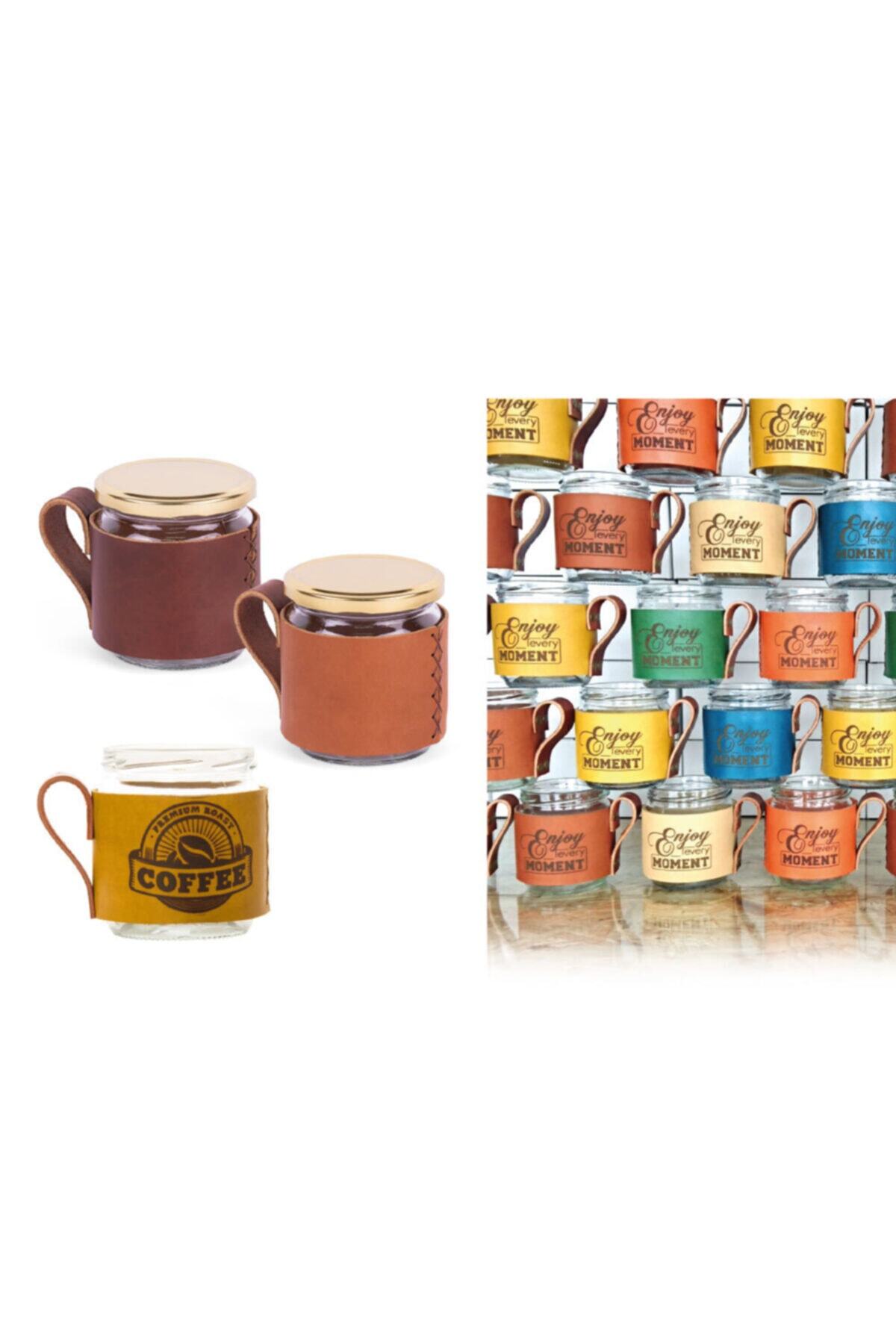 Trend Hediyelik Canberra Deri Mug - Gerçek Deri Kılıflı Kavanoz Kupa