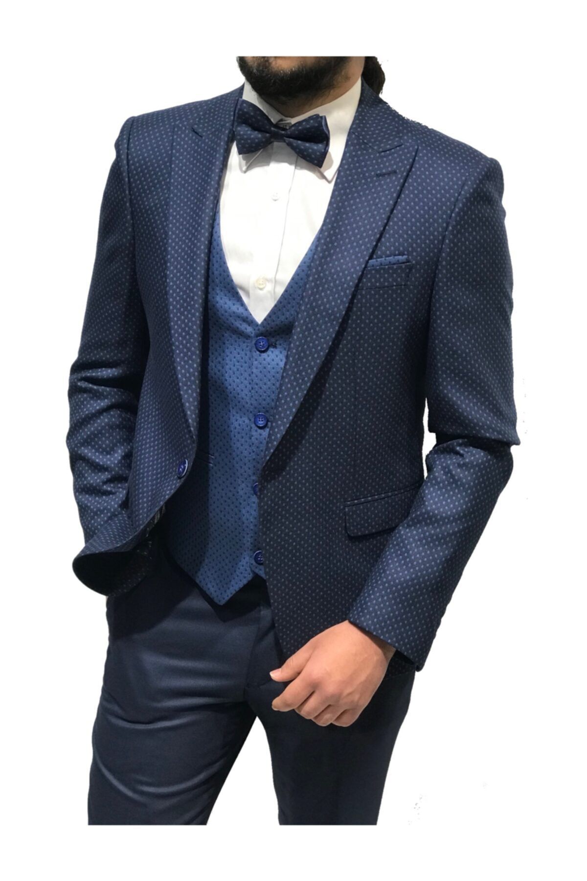 WESEN Erkek Lacivert Kombinli Slim Fit Takım Elbise