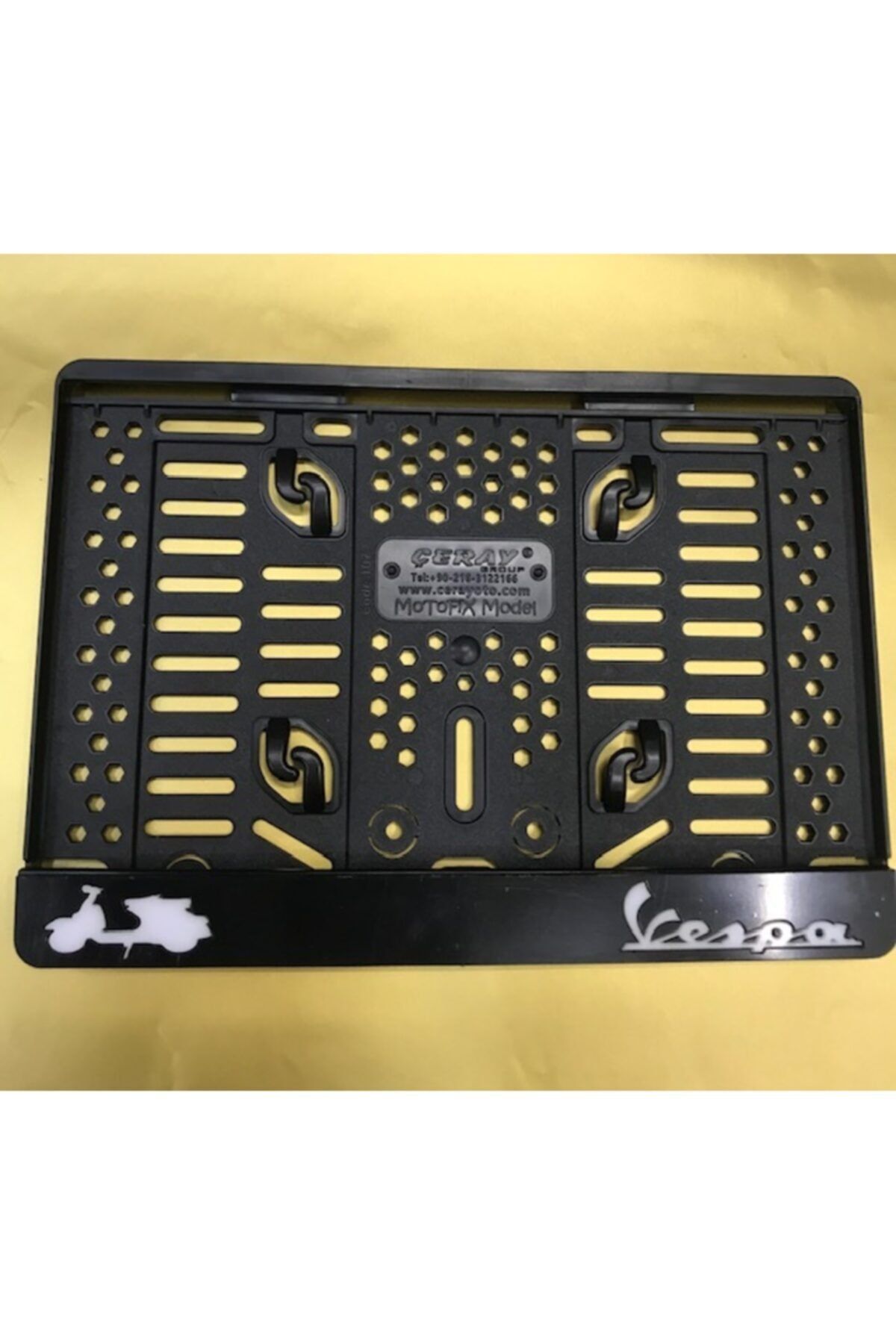 kcc tuning Vespa-2 Motor Uyumlu Takmatik Pleksi Plakalık Piano Black