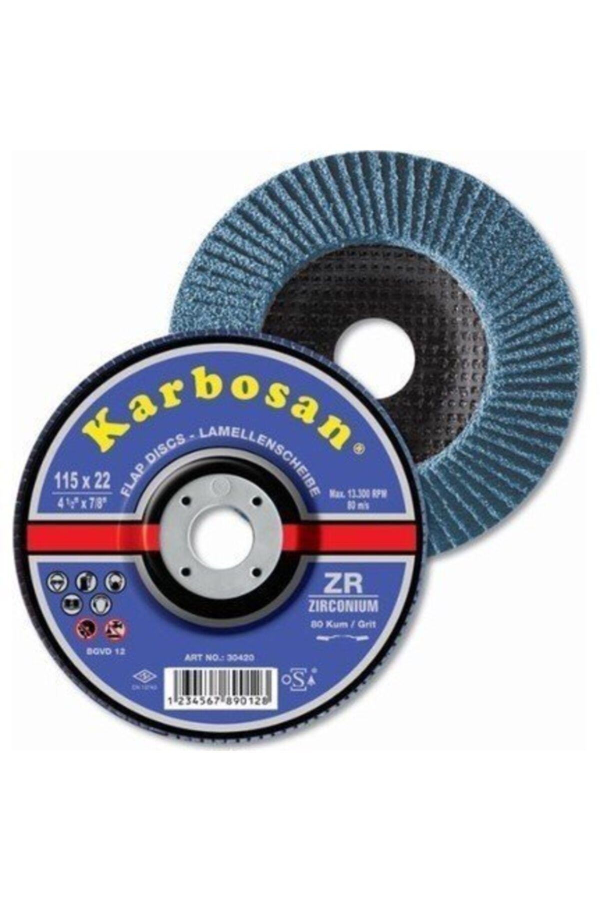 KARBOSAN Zirkonyum Flap Disk 115x22.23 Mm 80 Kum