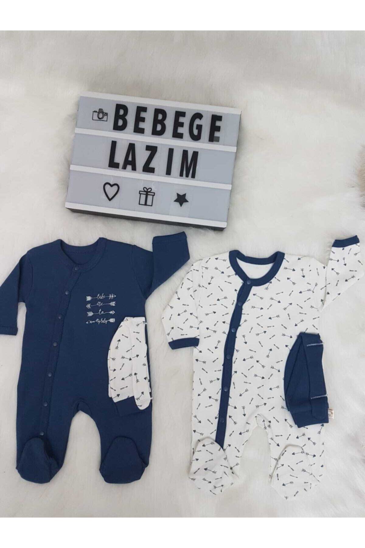 Bebeğe Lazım Erkek Bebek Lacivert Ok Baskılı 2'li Tulum