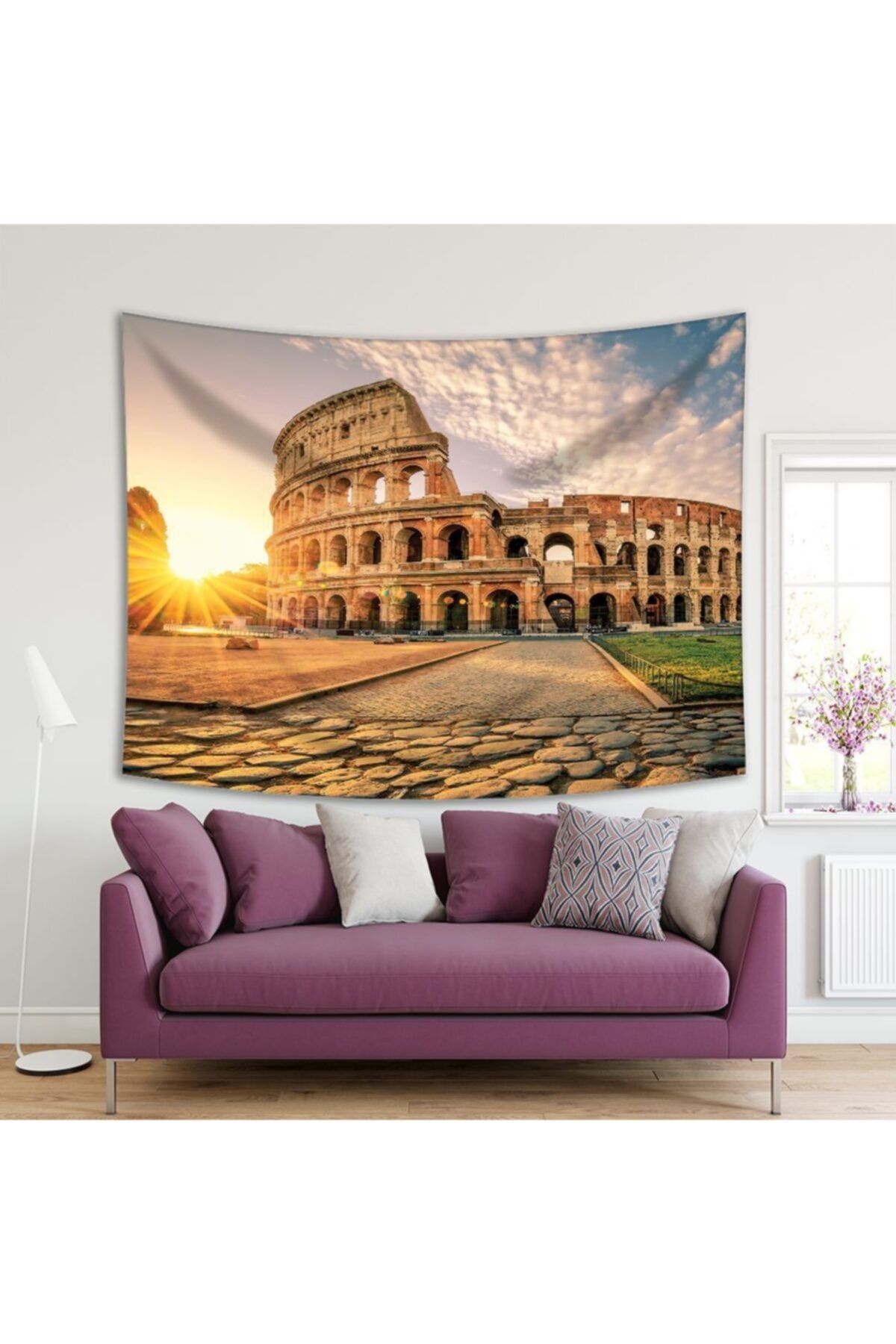 Henge Home Baskılı Duvar Örtüsü Roma Gündoğumu Kolezyum Arena Alanı