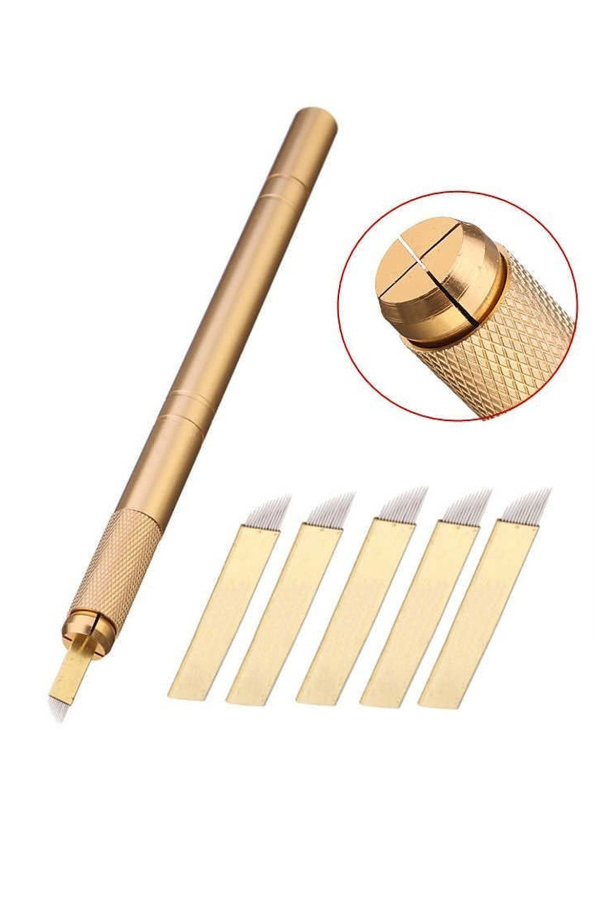 Lalvolin Microblading Seti, Gold Microblading Kalemi - 5 Iğnesi Ile Birlikte