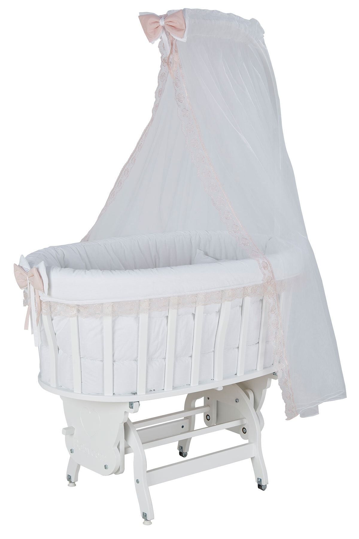 Baby Tech Beyaz Lake Sepet Beşik ve Pudra Fransız Dantelli Uyku Seti