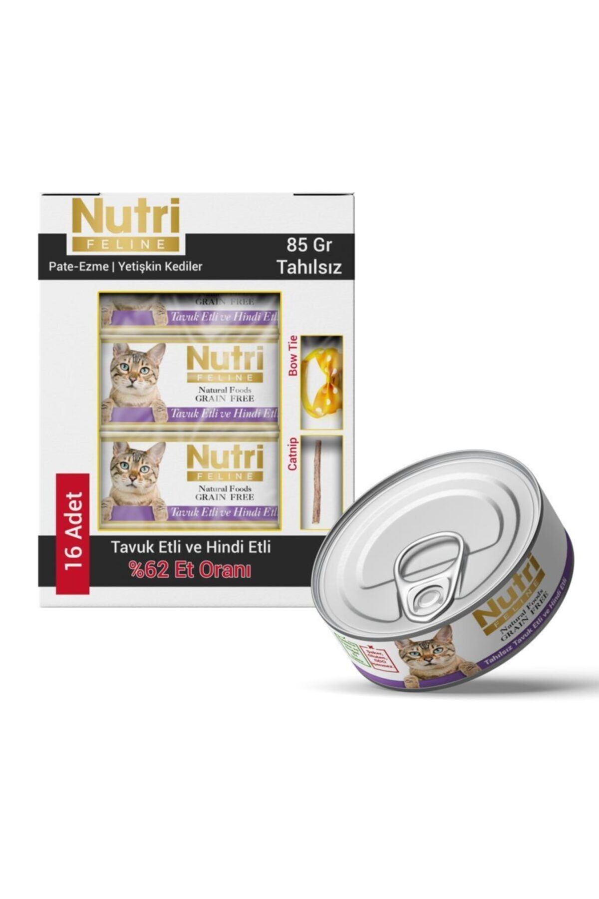 Nutri Feline Tavuk Ve Hindi Tahılsız Kedi Konservesi 16x85 gr