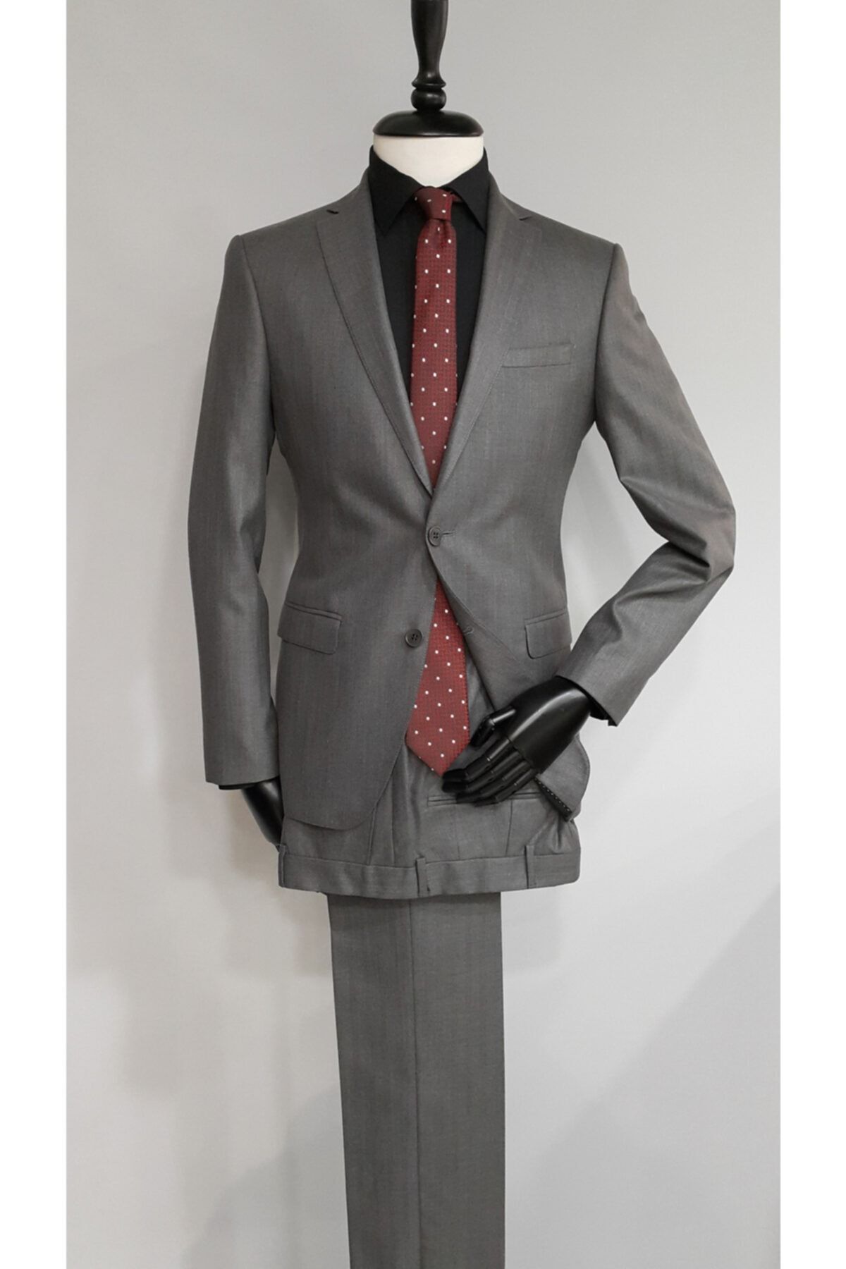 TREND&LİFE Erkek Gri Slim Fit Çizgili Takım Elbise