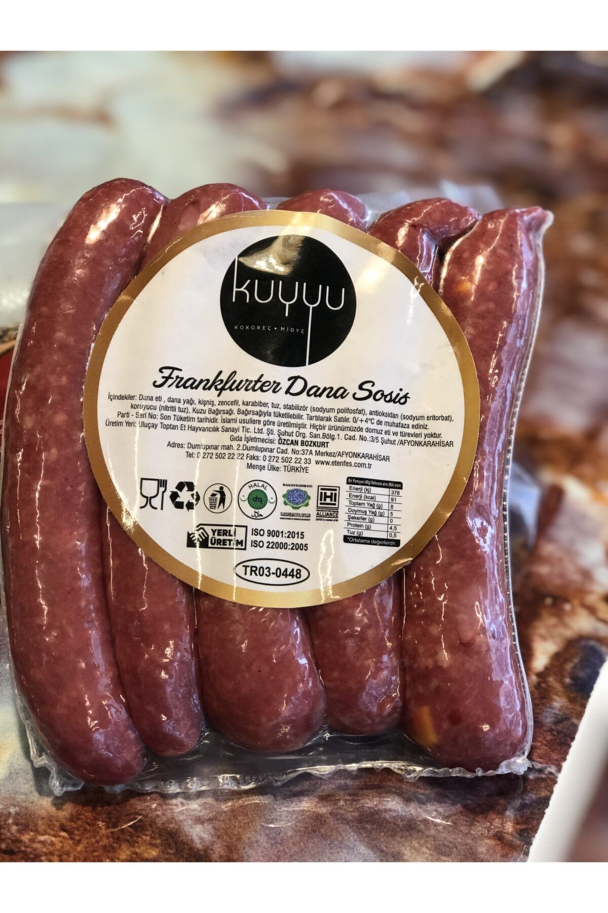 Kuyyu Kokoreç Midye Cheddarlı Frankfurter Dana Sosis (kuzu Bağırsağında)