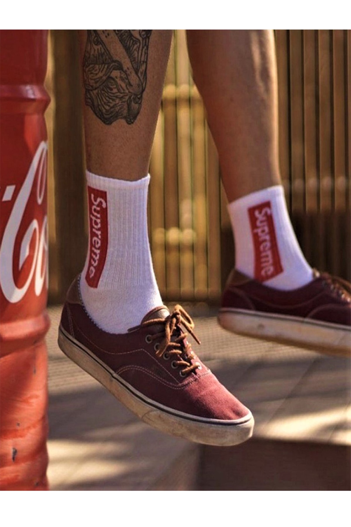 CARNAVAL SOCKS 3'lü Supreme Yazılı Desenli Renkli Tasarım Çorap