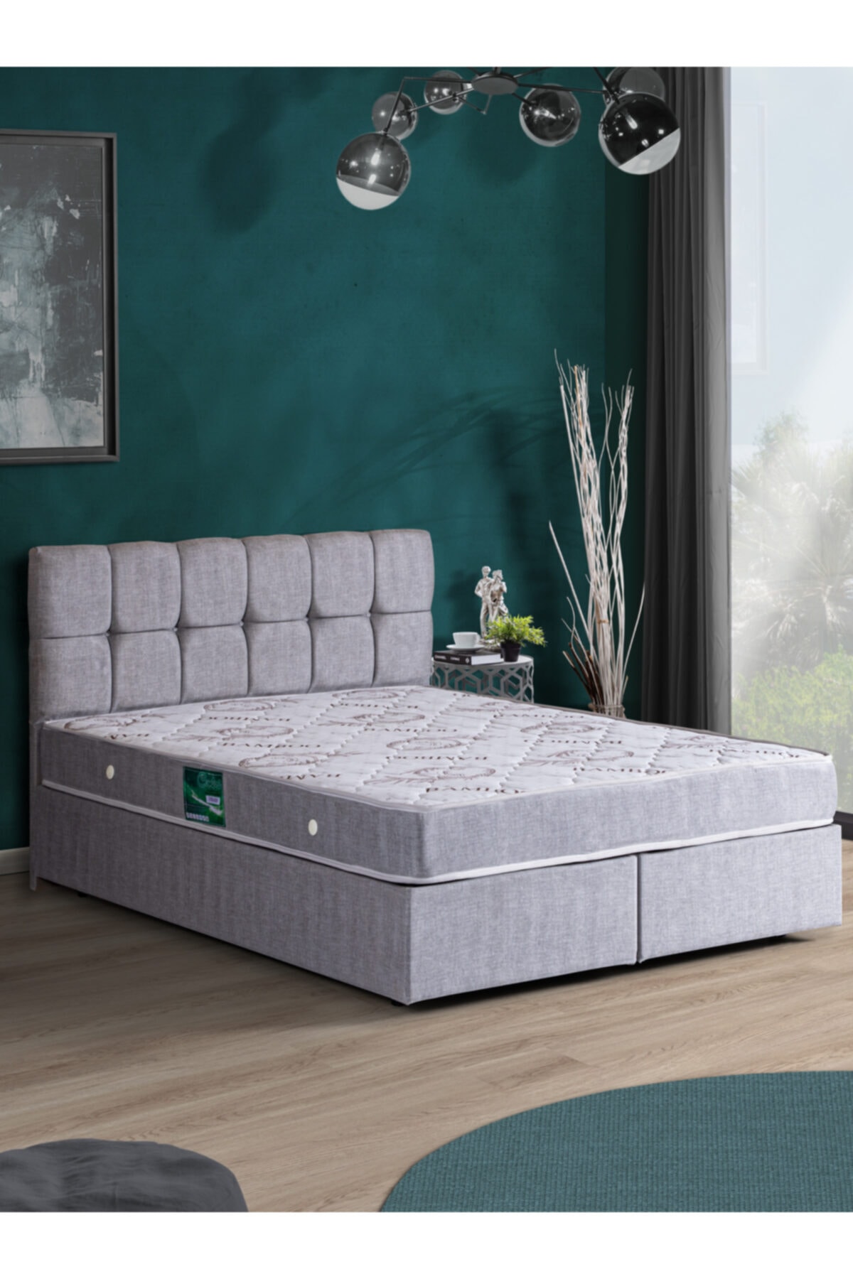 setay berlin acik gri cift kisilik baza baslik yatak seti fiyati yorumlari trendyol